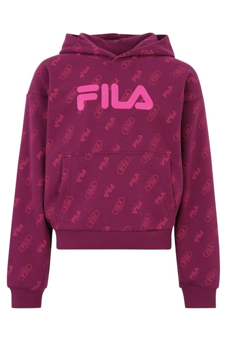 LOITZ CROPPED AOP HOODY PLUM CASPIA PILL LOGO AOP 1