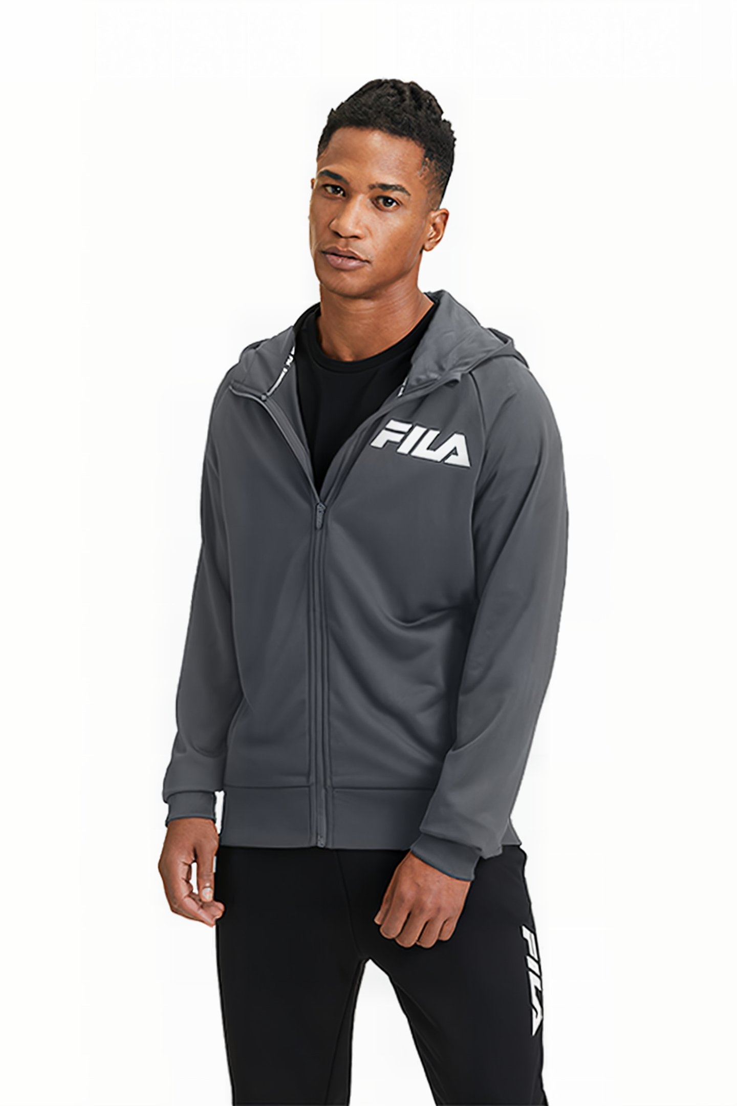 TREPUZZI HOODED ZIP JACKET IRON GATE 1