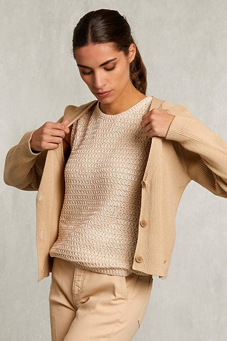BEIGE COTTON V-NECK CARDIGAN BEIGE 4