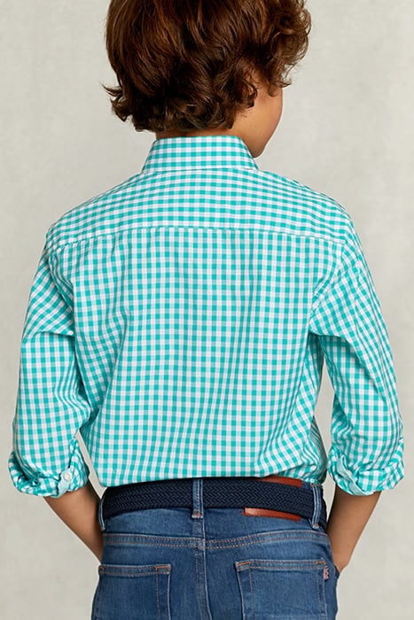 CUSTOM FIT CHECKED SHIRT GREEN.WHITE GREEN 2