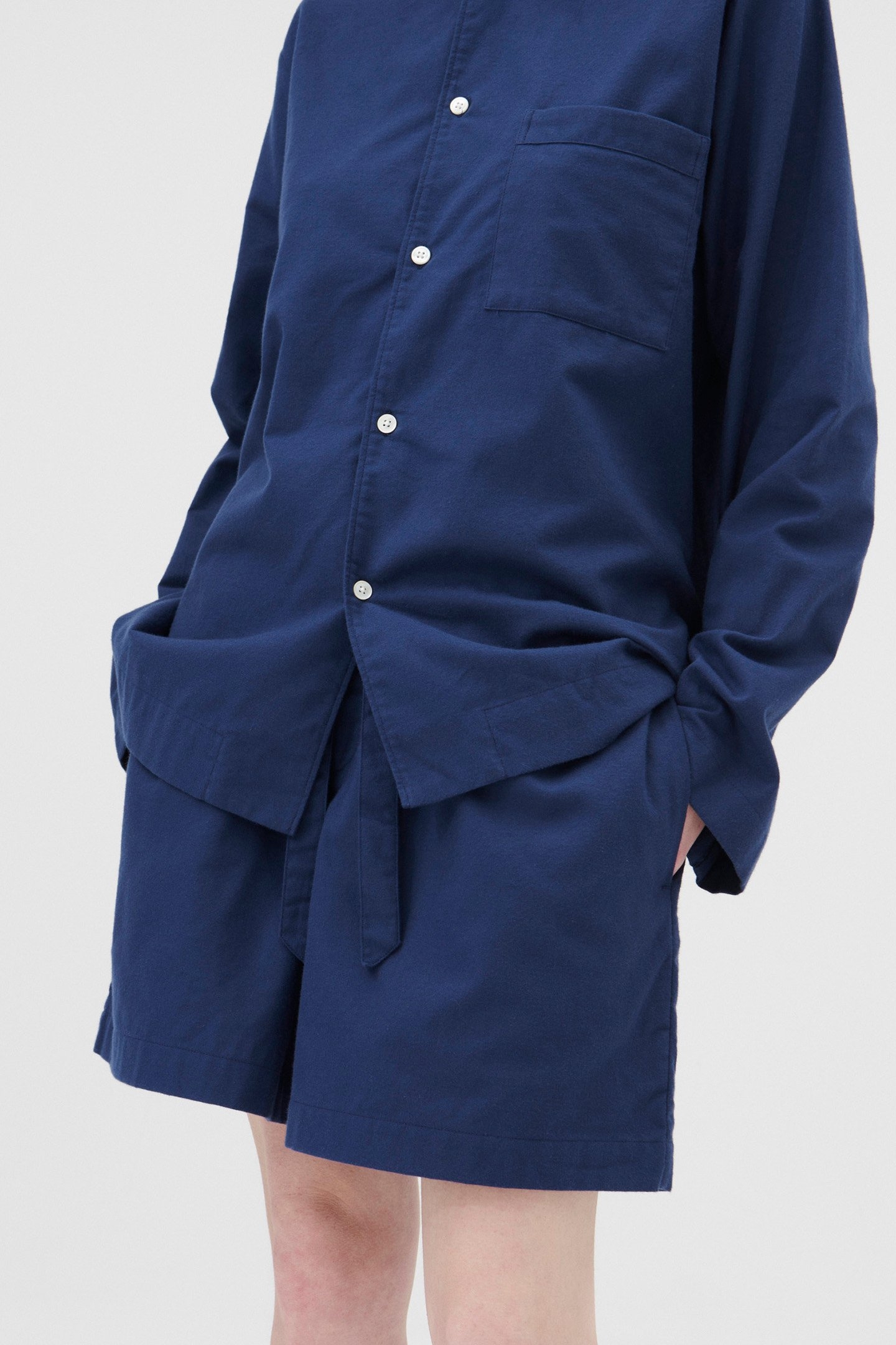 UNISEX FLANNEL, PYJAMAS SHORTS SILENT BLUE 1