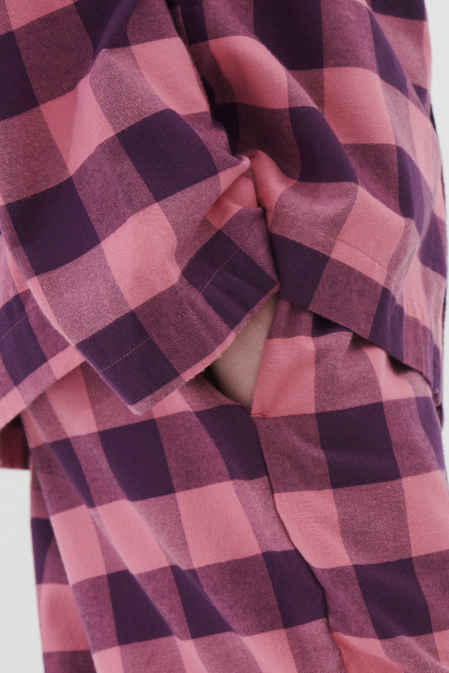 UNISEX FLANNEL, PYJAMAS SHIRT PINK GINGHAM 3