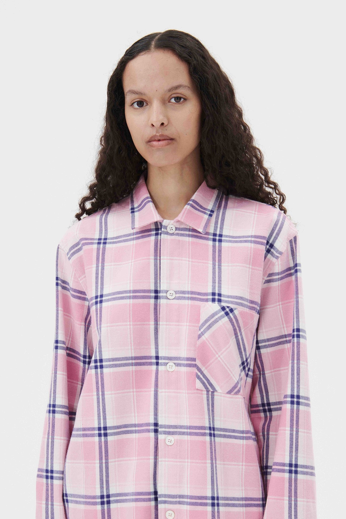 UNISEX FLANNEL, PYJAMAS SHIRT PINK PLAID 1