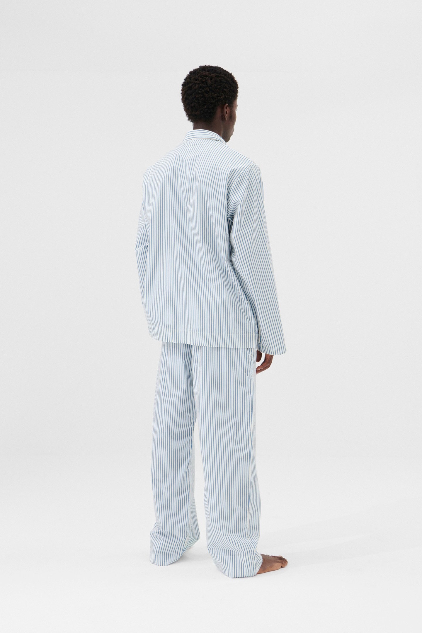 UNISEX POPLIN, PYJAMAS SHIRT PLACID BLUE STRIPES 1