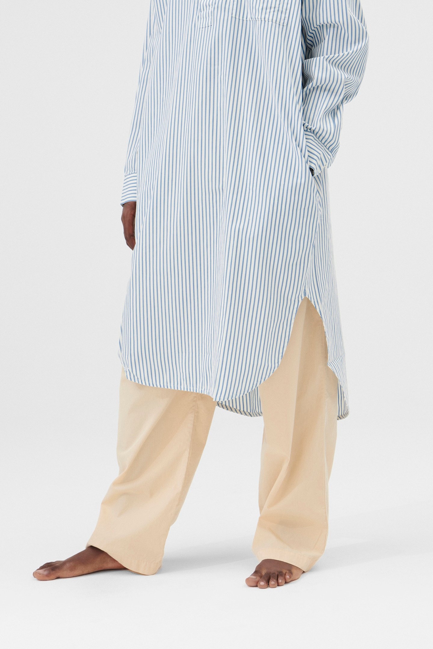 UNISEX POPLIN, NIGHT SHIRT PLACID BLUE STRIPES 3