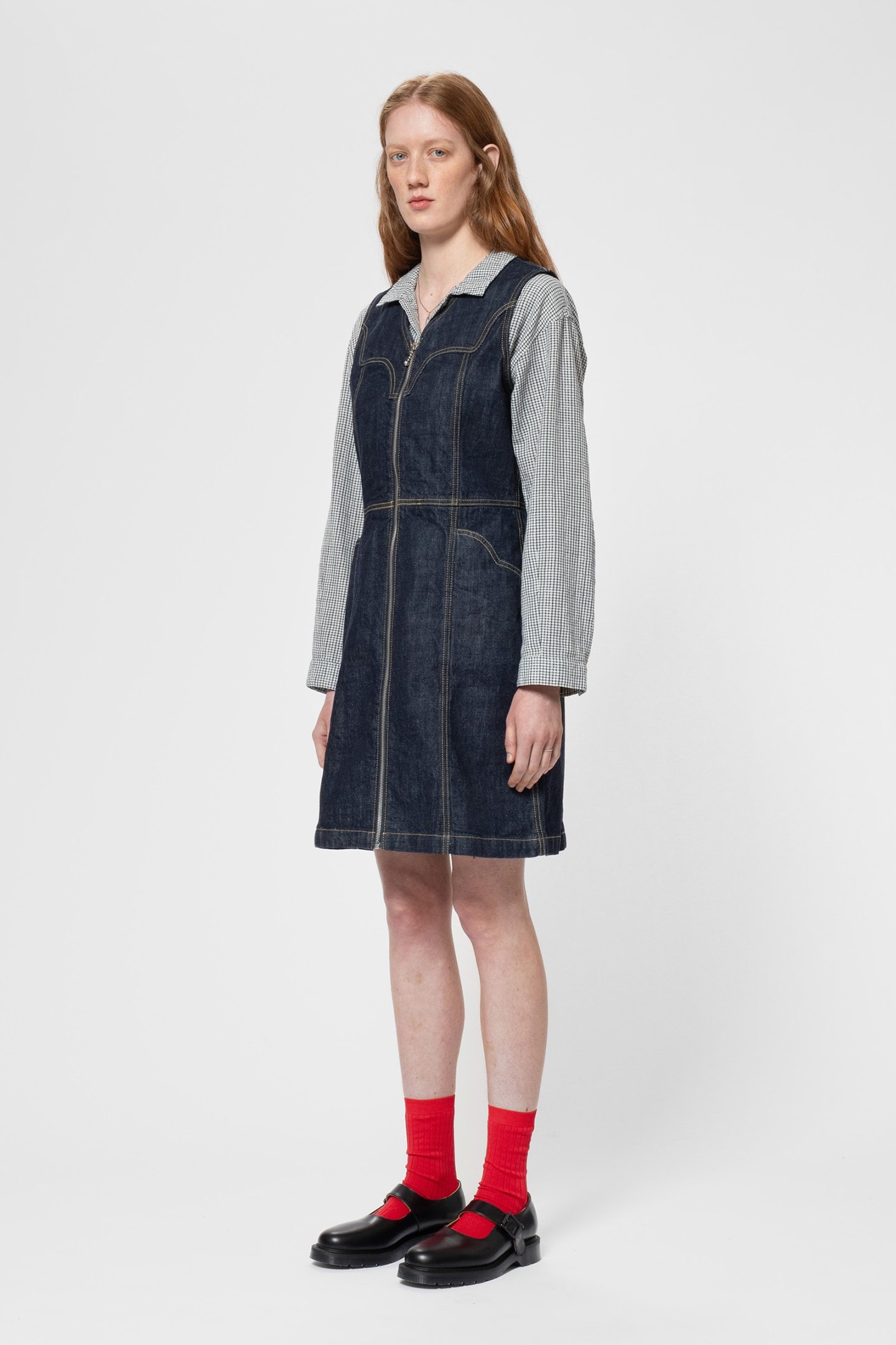 INA DENIM DRESS ONE WASH DARK BLUE 1