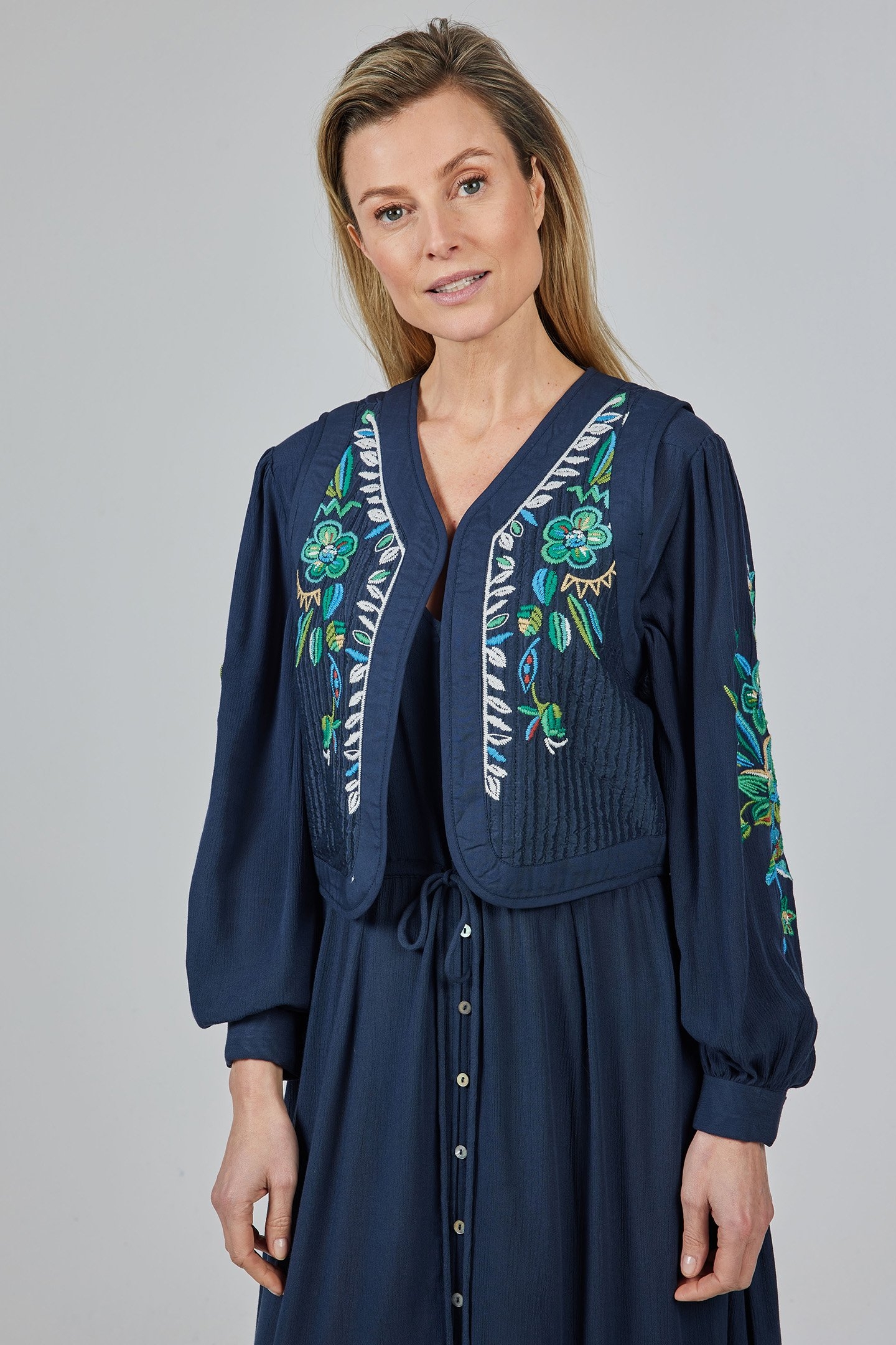 EYECANDY EMBRO GILET DARKBLUE WITH EYECANDY EMBROIDERY 1