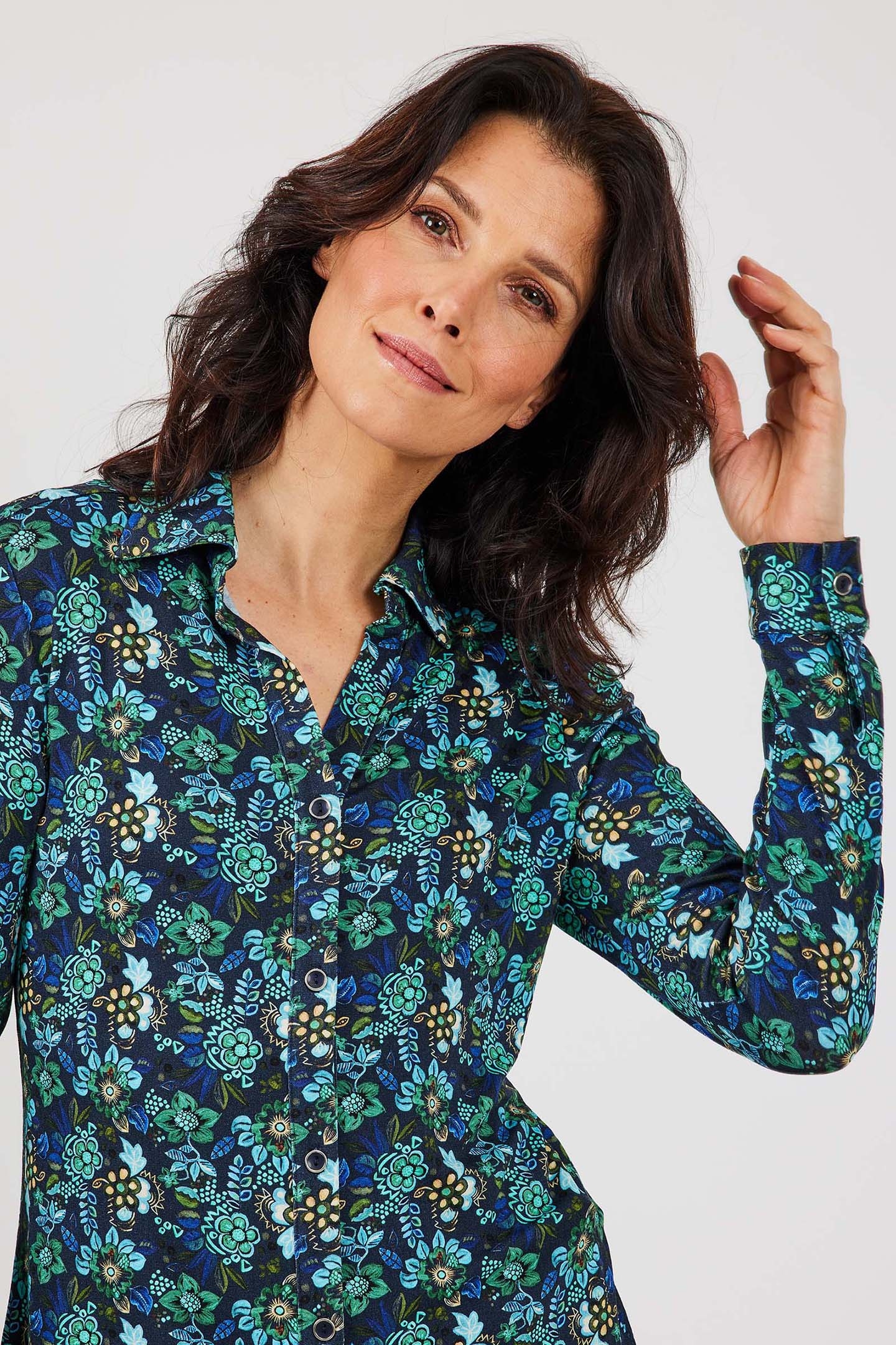 JERSEY BLOUSE GWEN DARKBLUE WITH EYECANDY MULTI XS 6