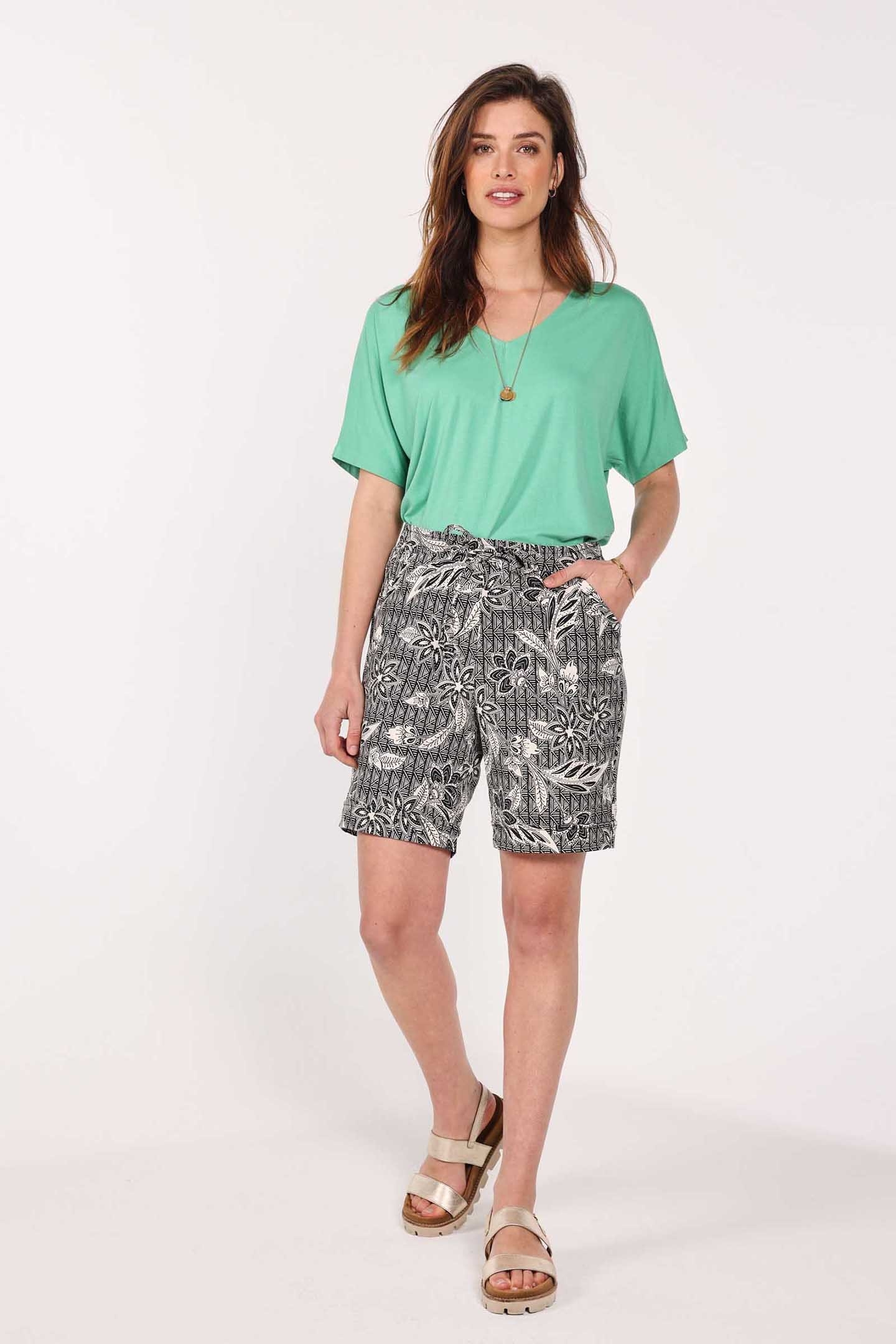 TRAVEL BERMUDA VOLARE PRINT BLACK AND WHITE WITH STRUCTURED  2