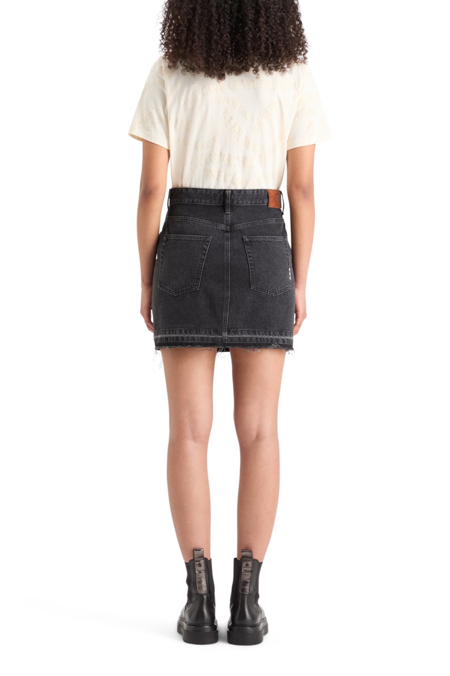 WASHED BLACK DENIM MINI SKIRT WITH CARGO POCKETS CITY BUZZ 2