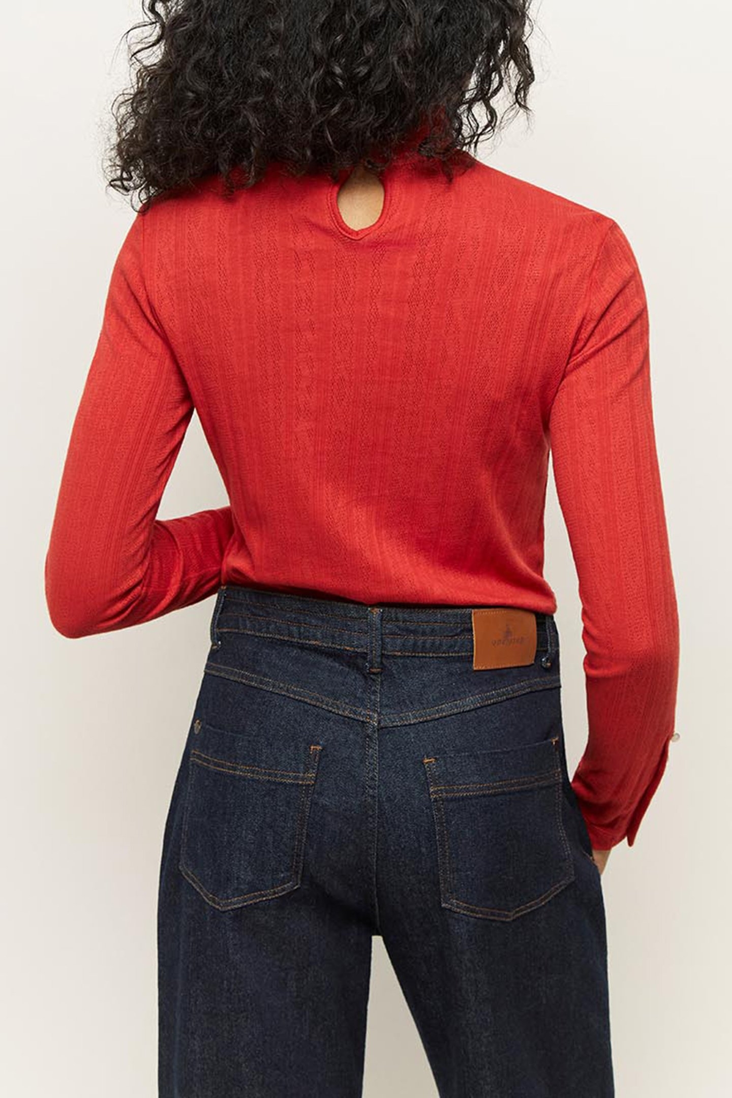 MALORY _ RED POINTELLE MESH T-SHIRT HOLLY BERRY 2