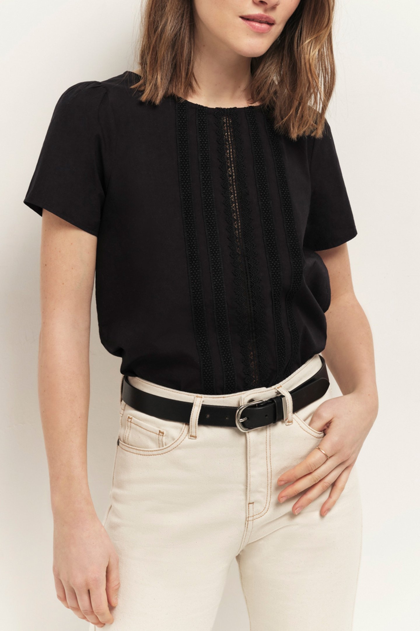 COPAL - BLACK TOP WITH LACE TRIM BLACK 1