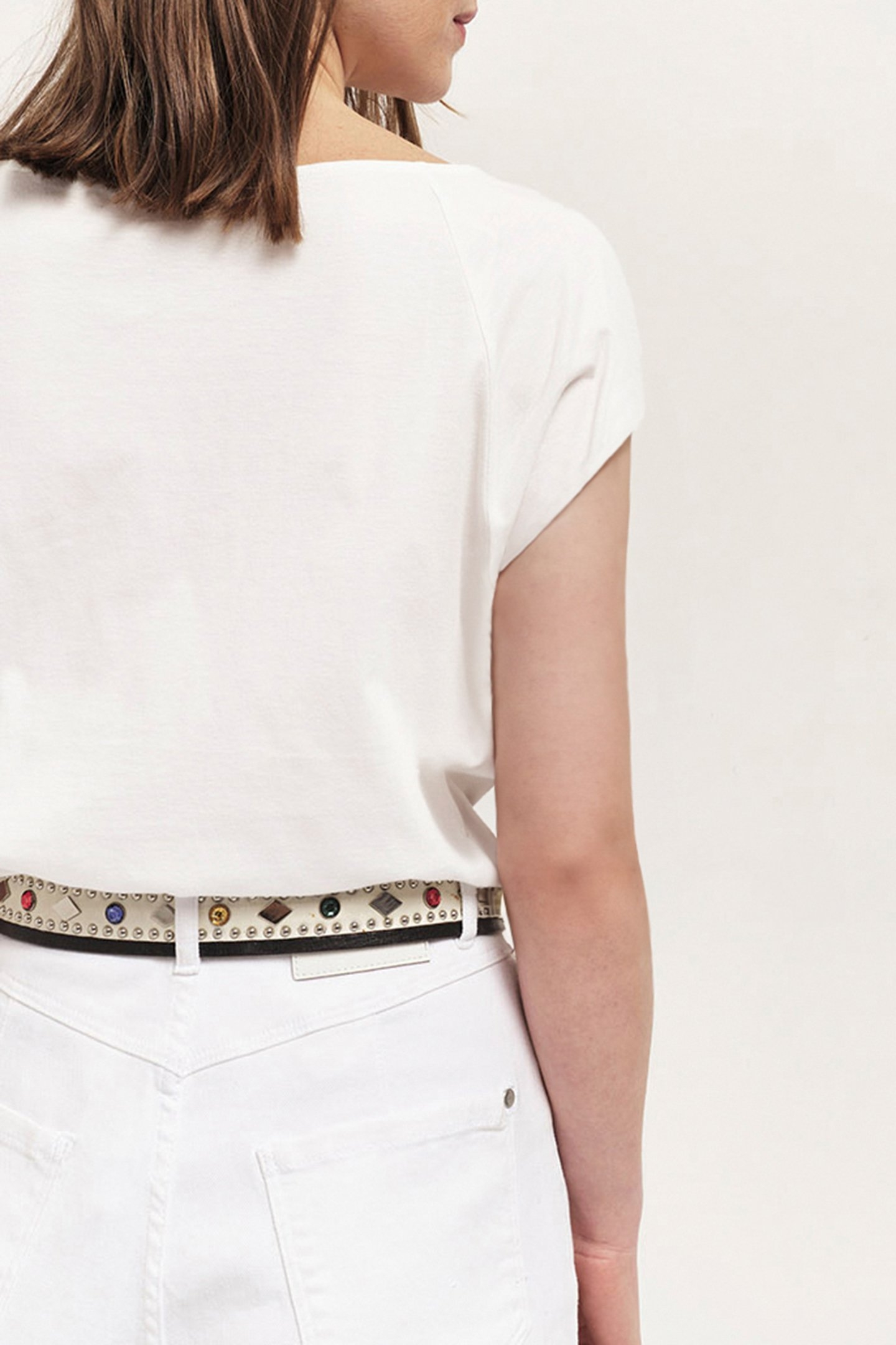 MARCO - ECRU ORGANIC COTTON T-SHIRT WITH DEEP DYE EFFECT FOL 3