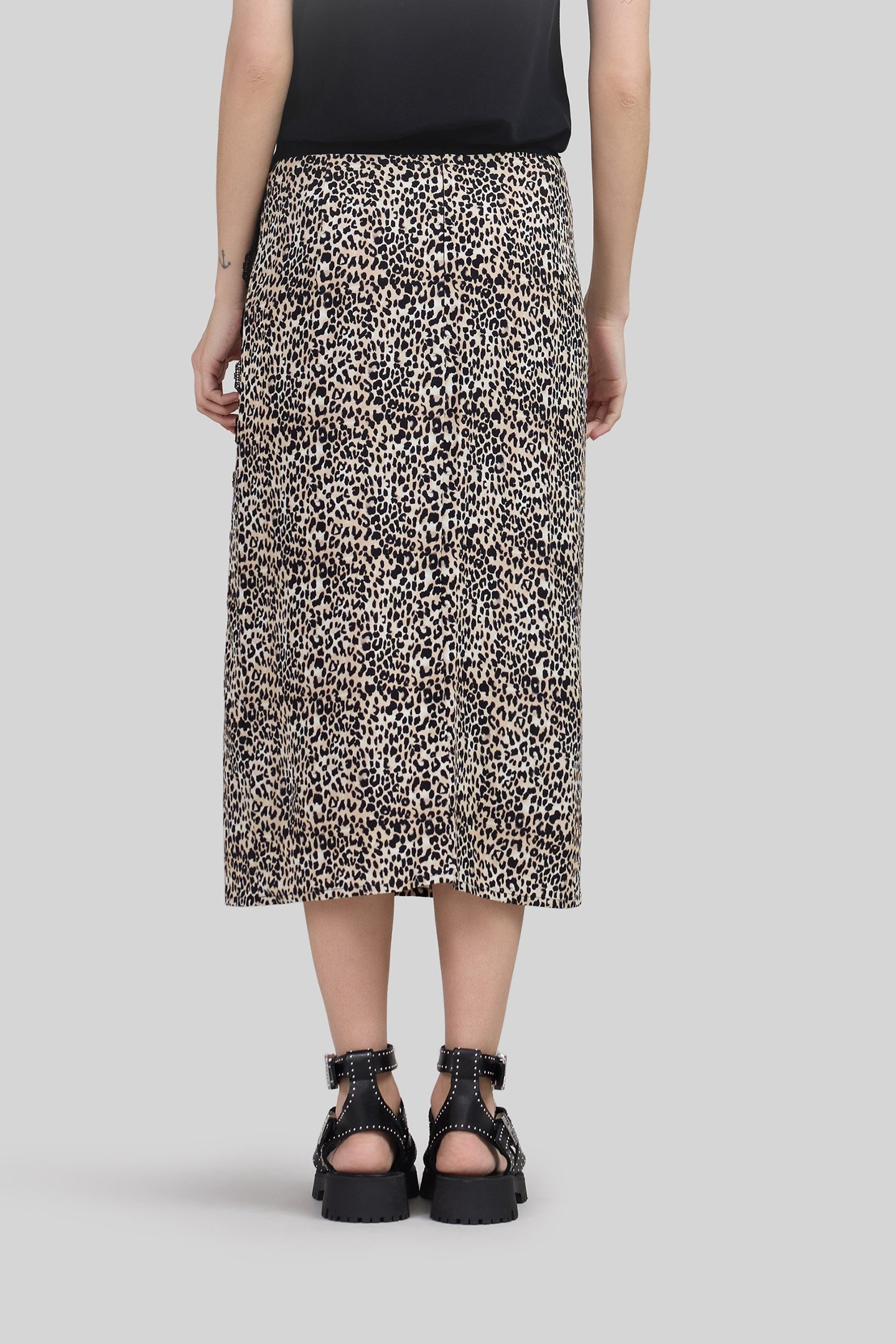 BLACK LENZING™ ECOVERO™ ROCK LEOPARD DETAIL SKIRT 2