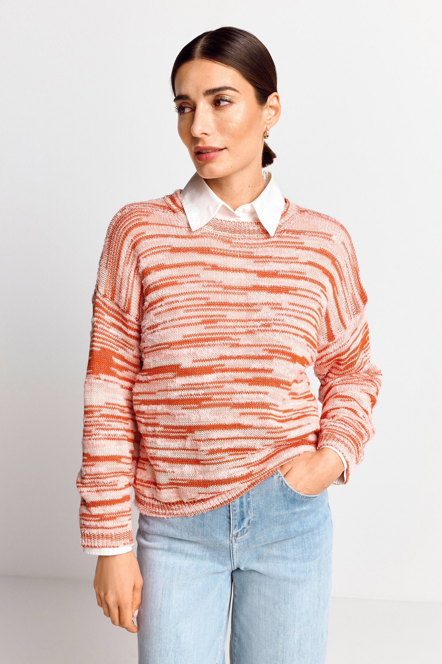 BOXY SPACE DYE CREW CHERRY TOMATO 1