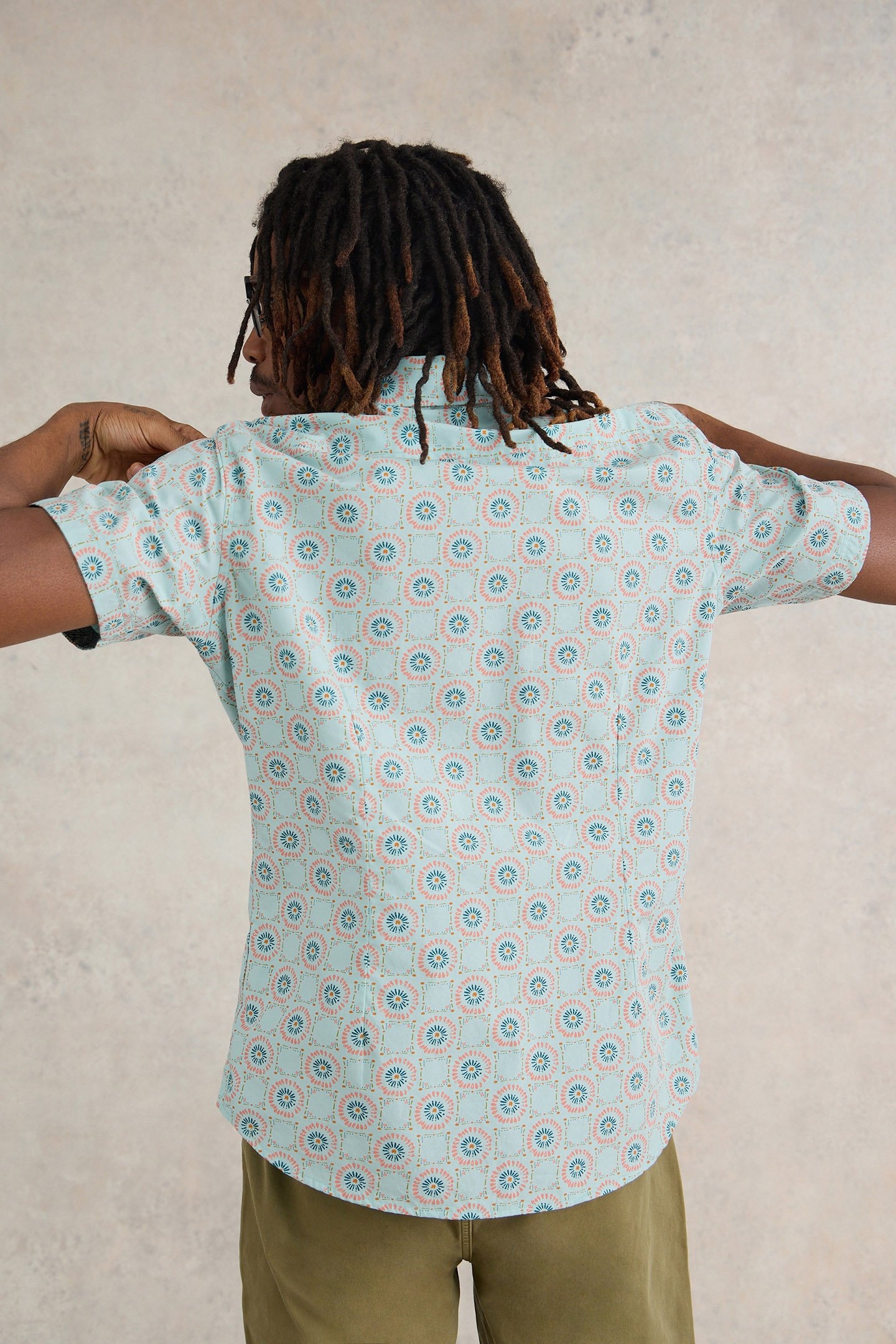 DAISY TILE PRINTED SS SHIRT BLUE PRINT 2