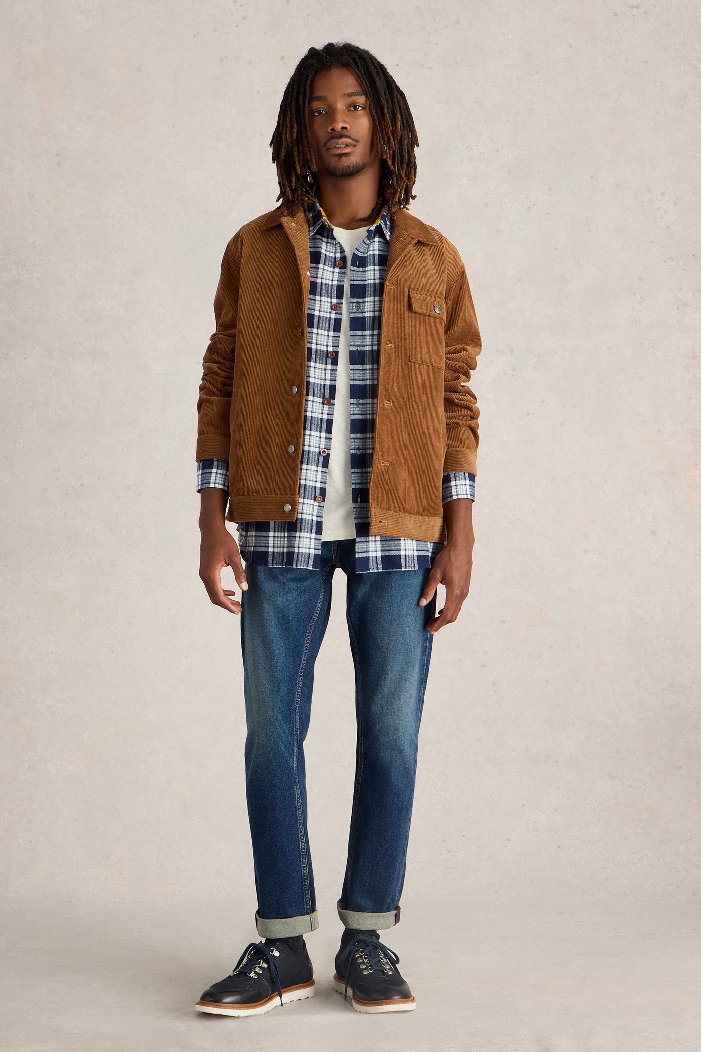 WALLACE BRUSHED CHECK SHIRT NAVY MULTI 3