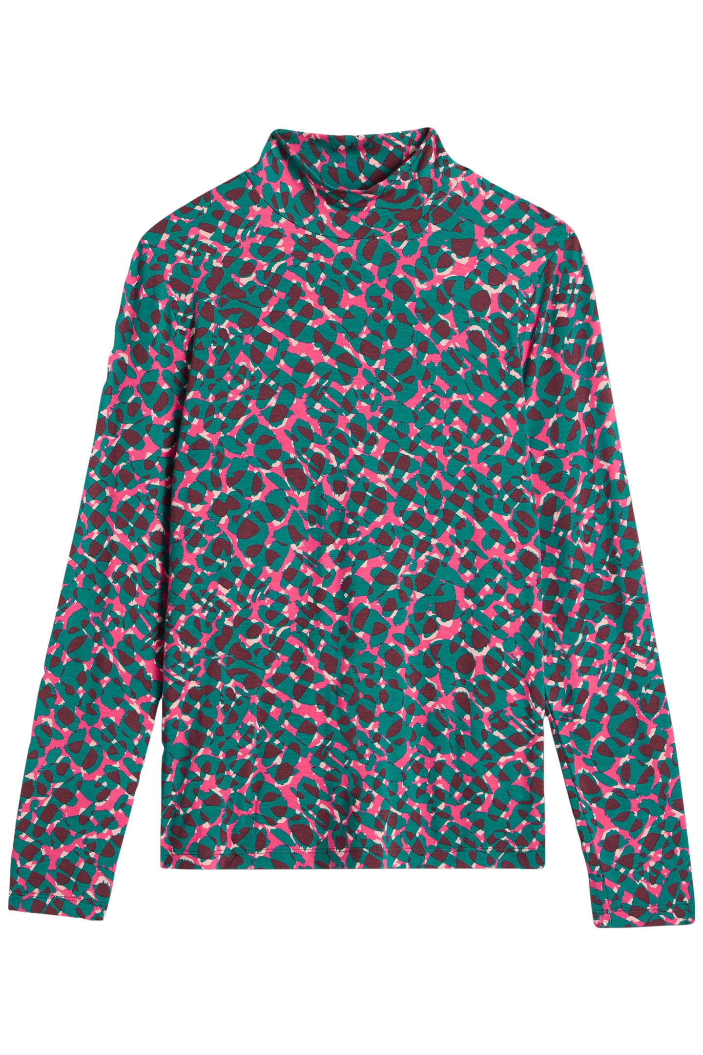 CAMILLE HIGH NECK TEE TEAL MULTI 1