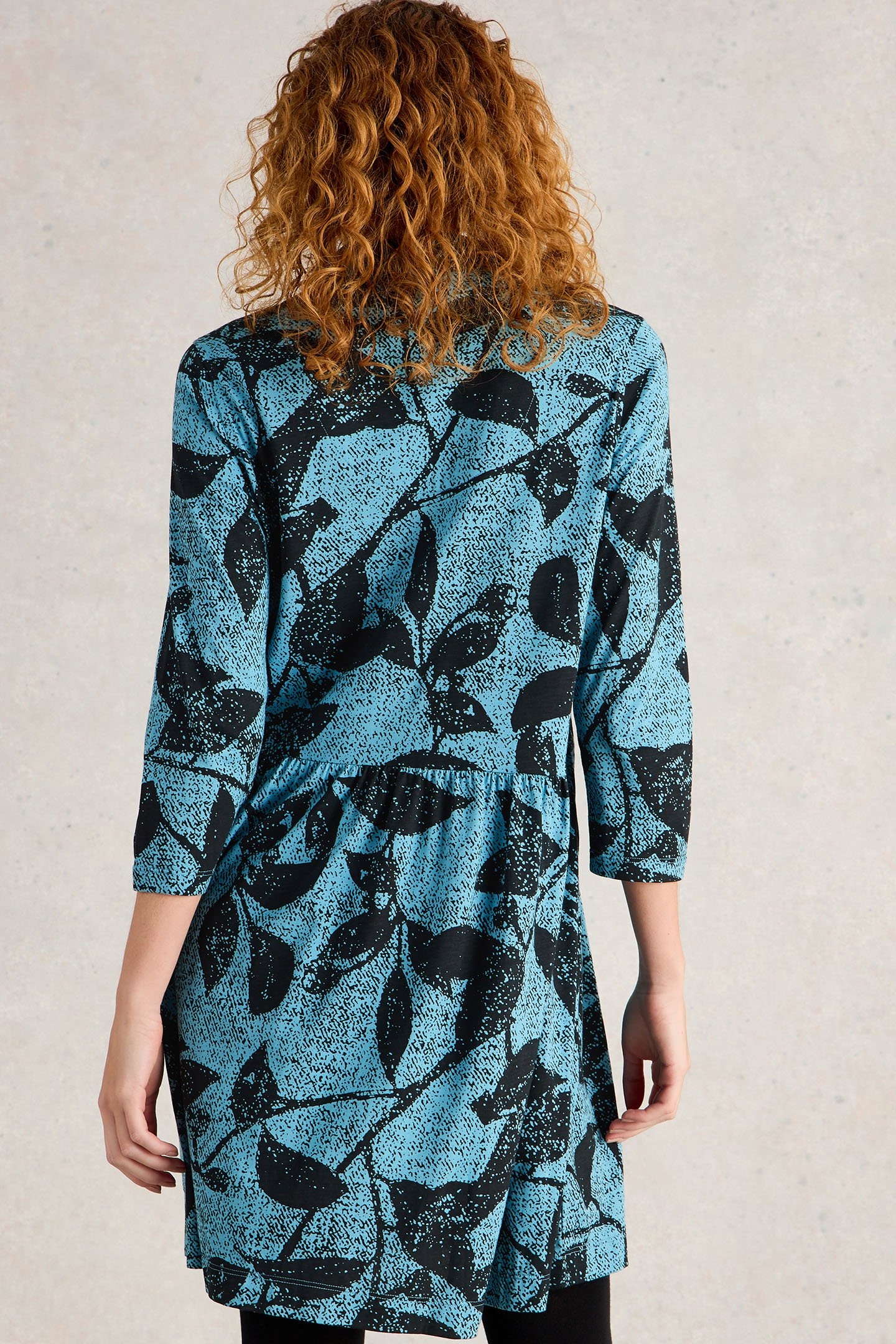 EVERLY JERSEY SHIRT DRESS BLUE PRINT 2