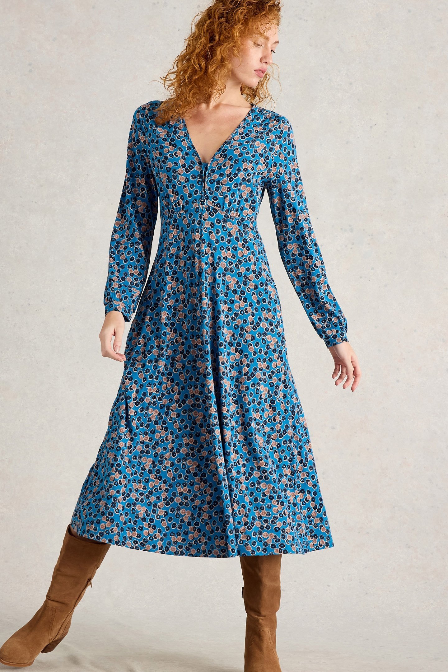 MEGAN JERSEY DRESS BLUE MULTI 1