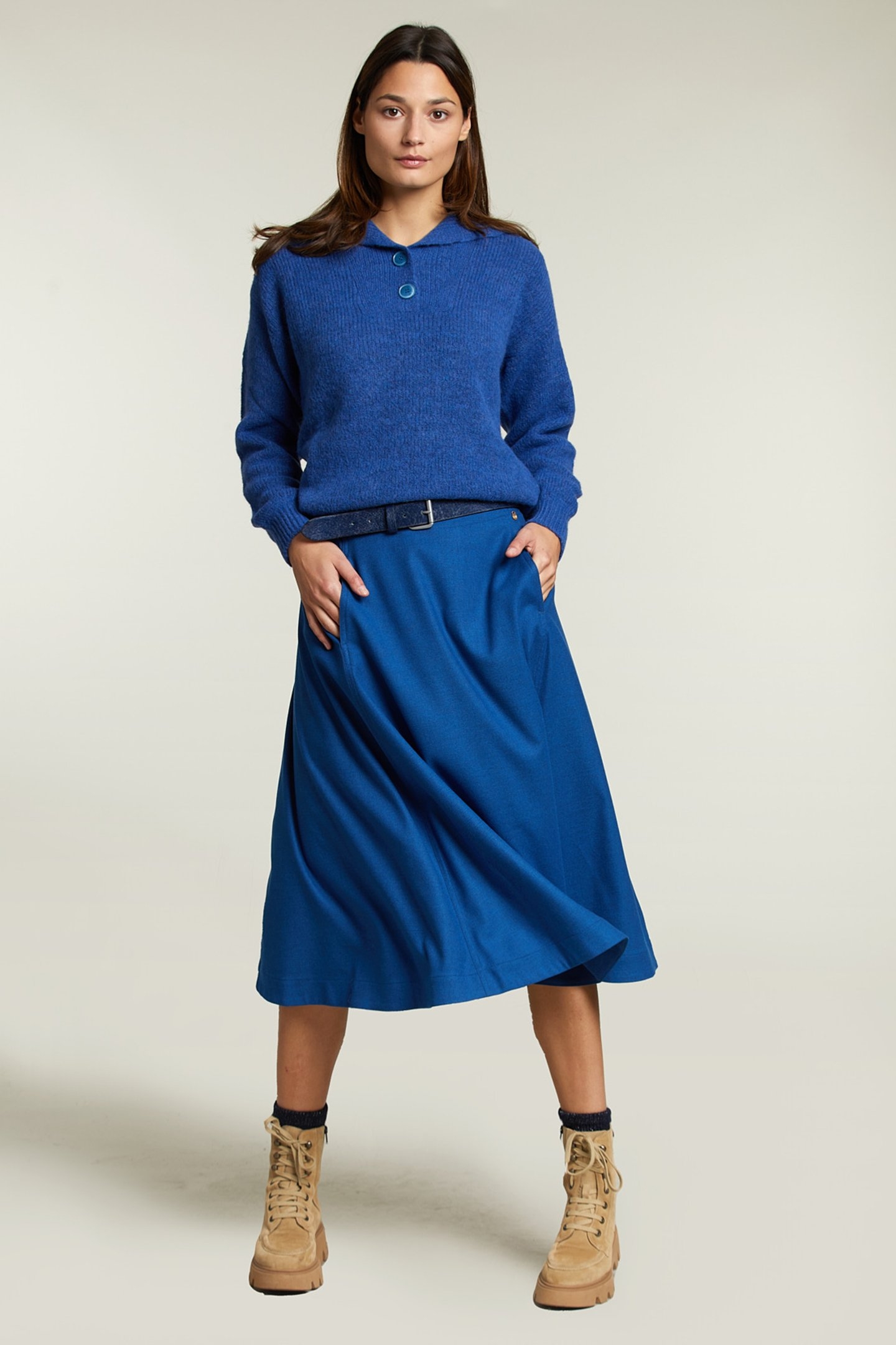 BLUE UNI MIDI SKIRT 3