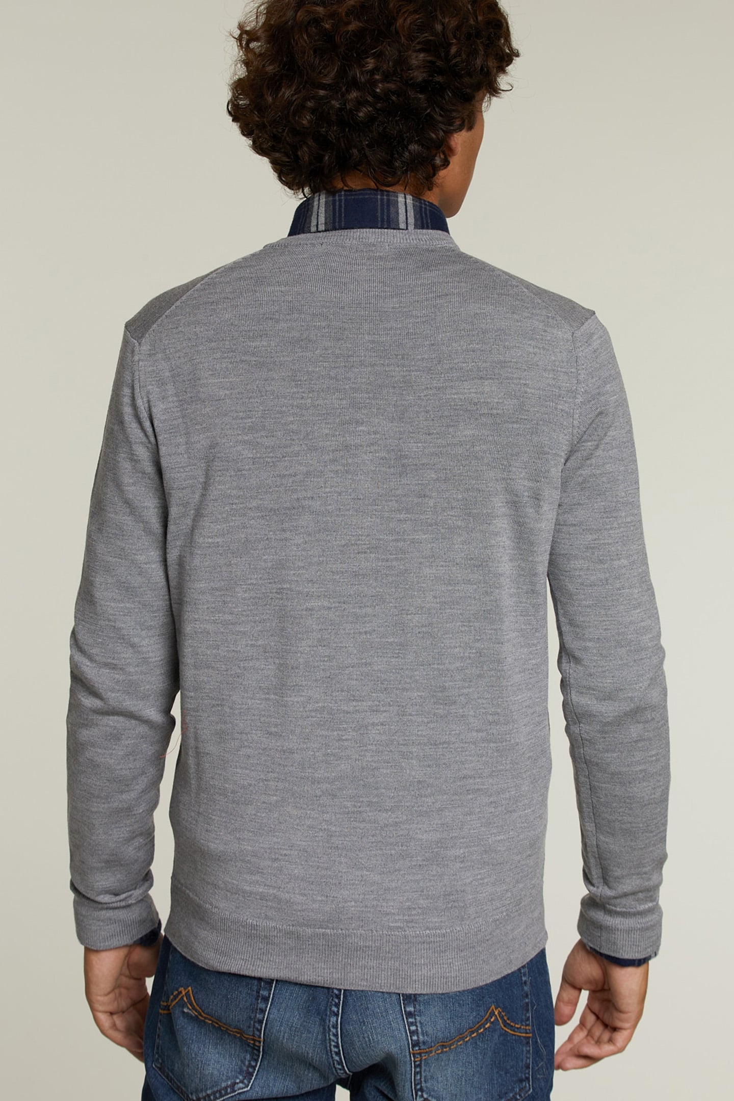 CUSTOM FIT MERINO V-NECK PULLOVER OXFORD MIX 2
