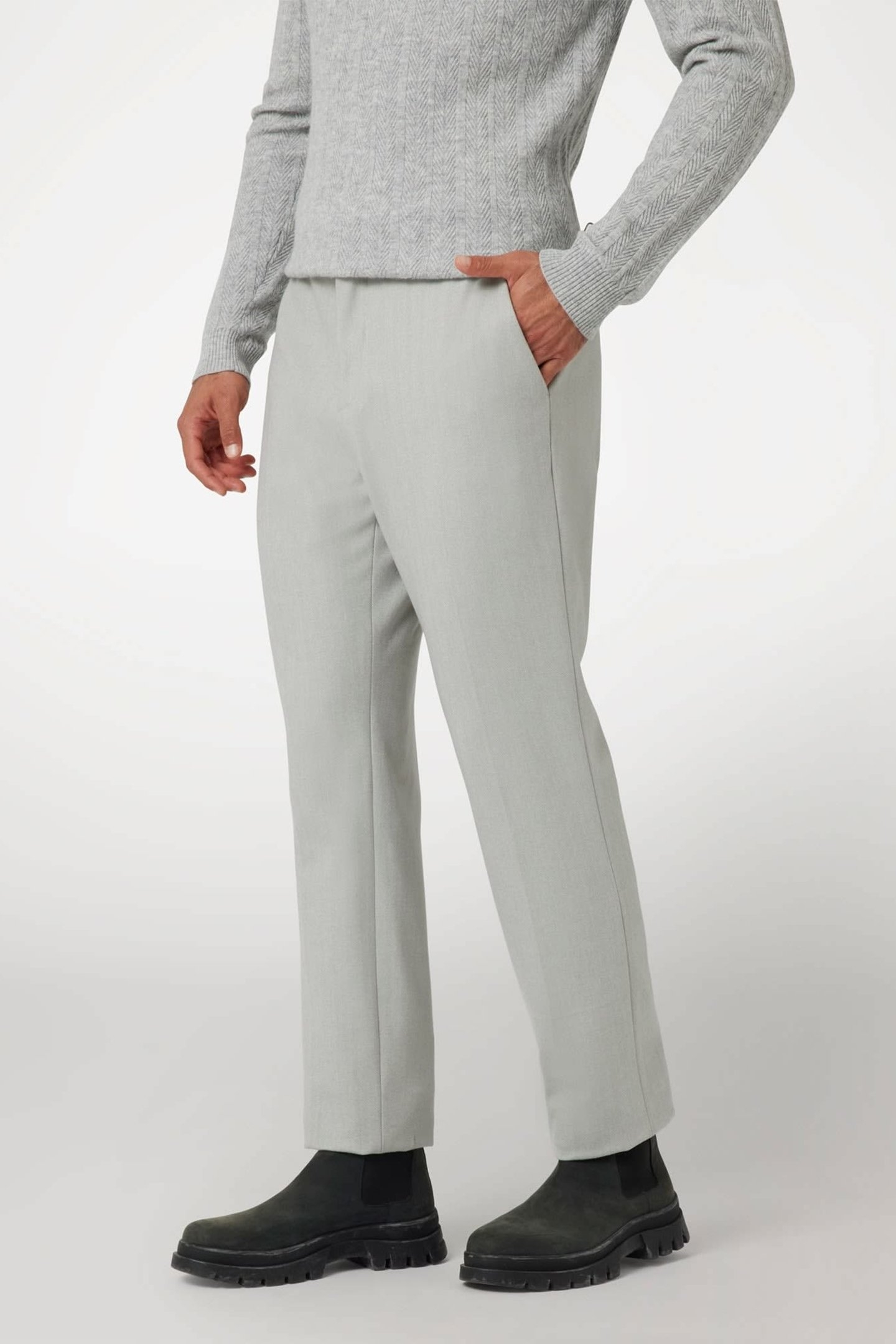 ROGER CLASSIC CHINO GREY HERRINGBONE 1