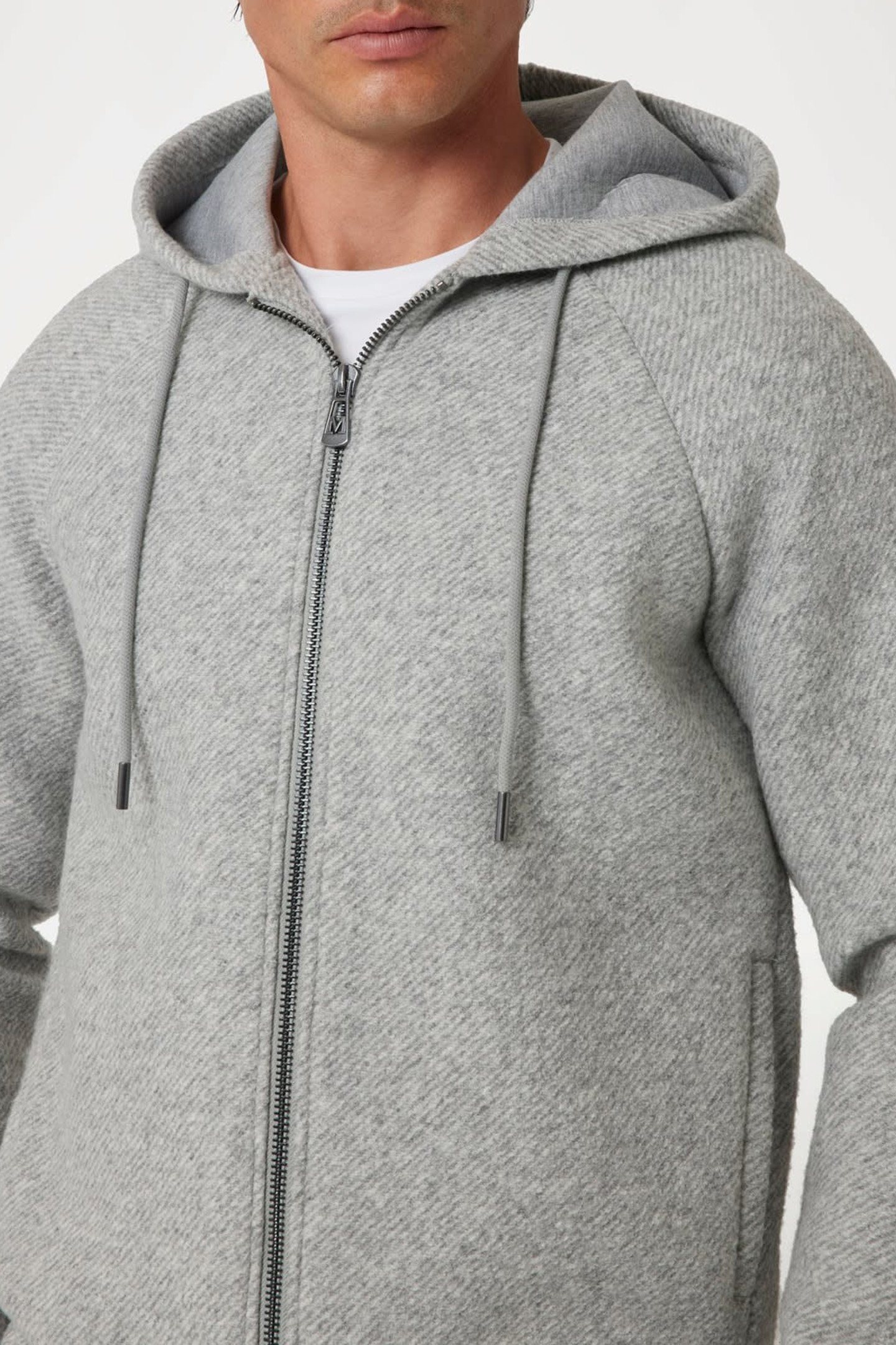 FULL ZIP HOODED FLEE LIGHT STONE HEATHER 5