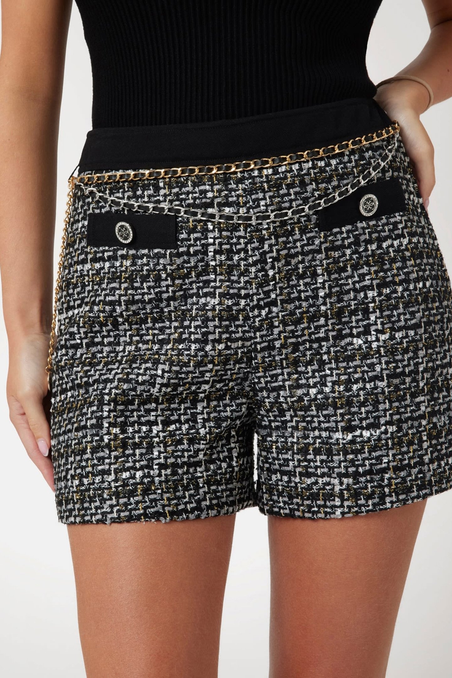 YVONNE MIX DENIM TWE BLACK AND WHITE BOUC 1