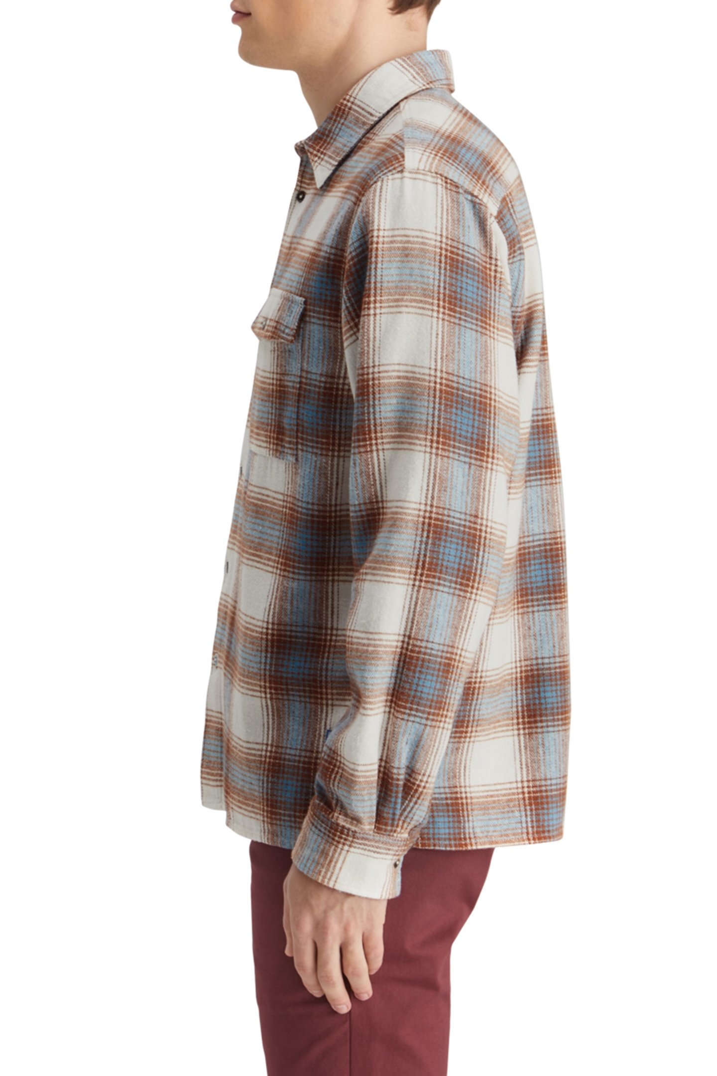 YARN DYE FLANNEL CHECK SHIRT SAND BLUE CHECK 6