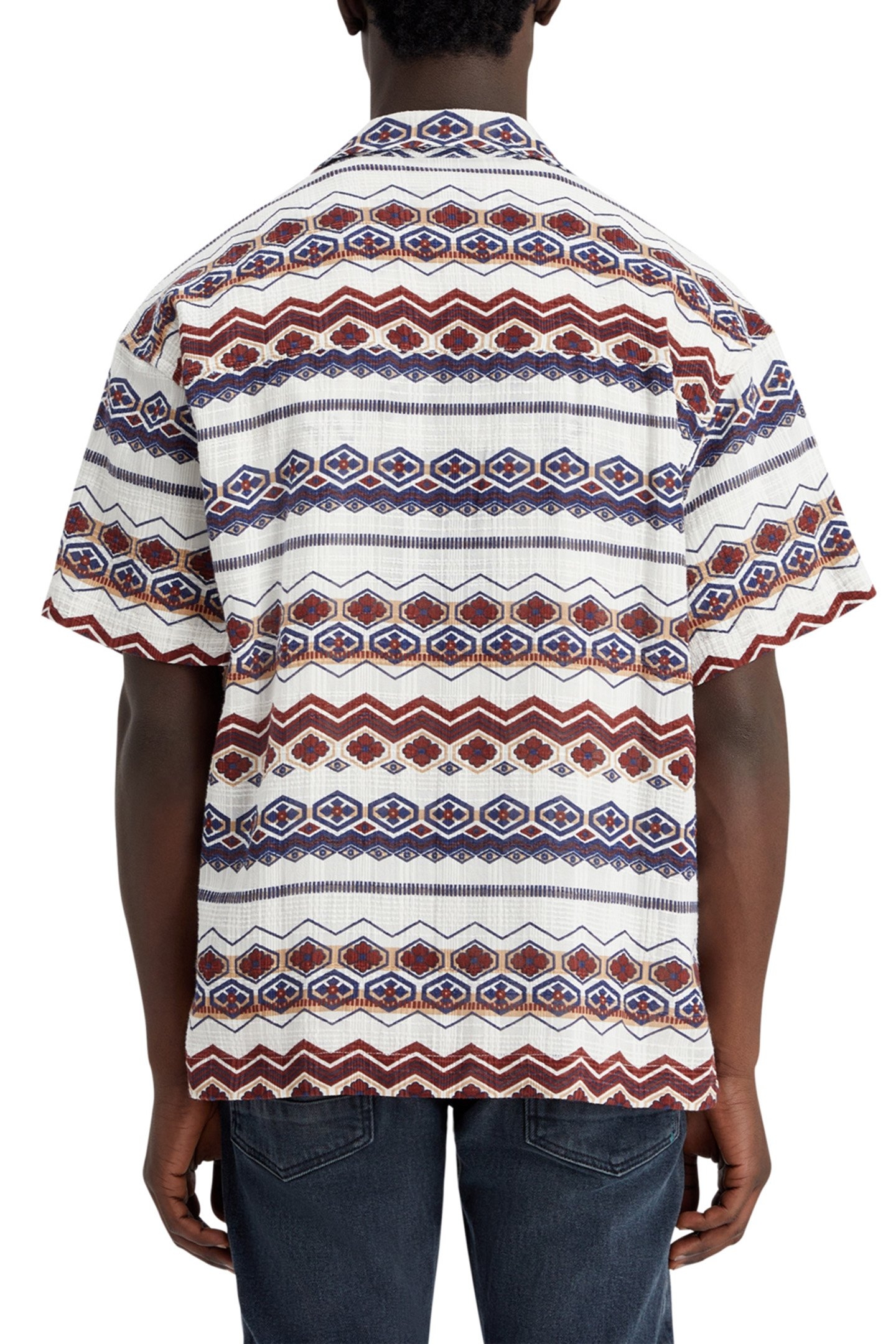 STRUCTURED PRINTED STRIPE SHIRT RED BLUE MULTI 2