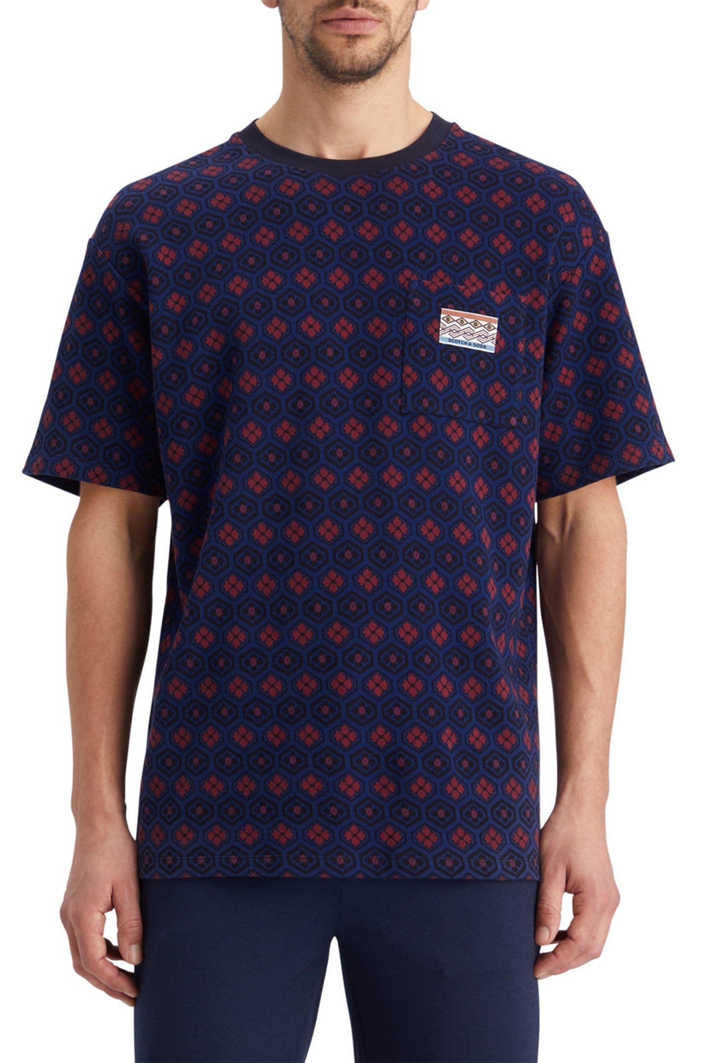 RELAXED FIT JACQUARD T-SHIRT NIGHT BOOKCOVER DITSY 1