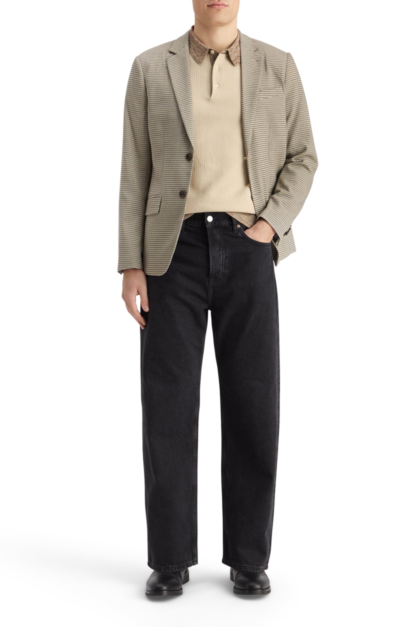 STRUCTURE KNITTED POLO PARCHMENT 5