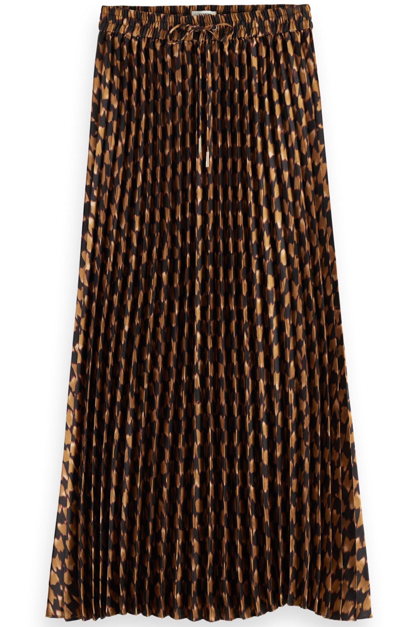 PLEATED PRINTED SKIRT IKAT CHECKERBOARD TOBACCO 1