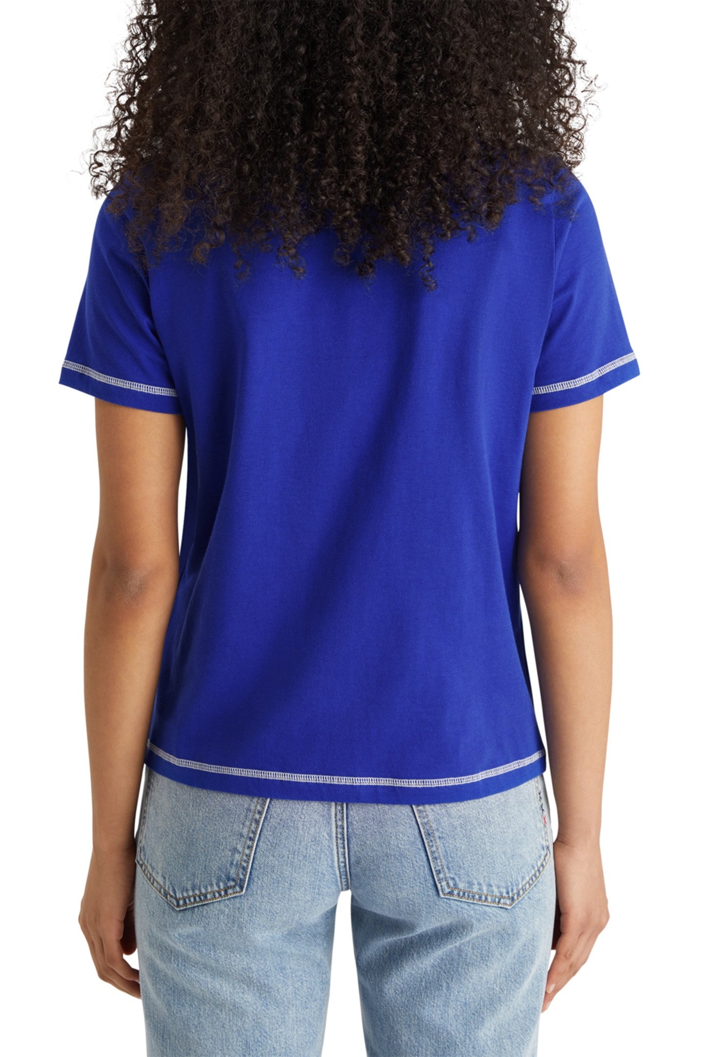 REGULAR FIT T-SHIRT WITH FLATLOCK DETAIL ELECTRIC BLUE 2