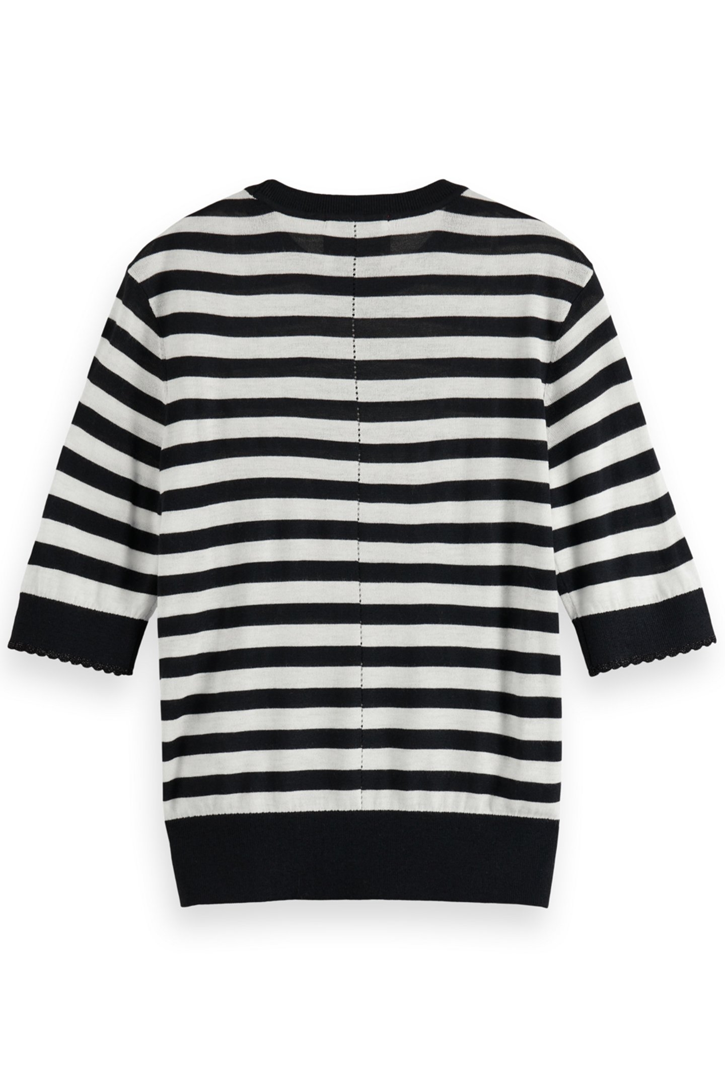 CREW NECK SHORT SLEEVED PULLOVER BLACK AND WHITE STRIPE 5