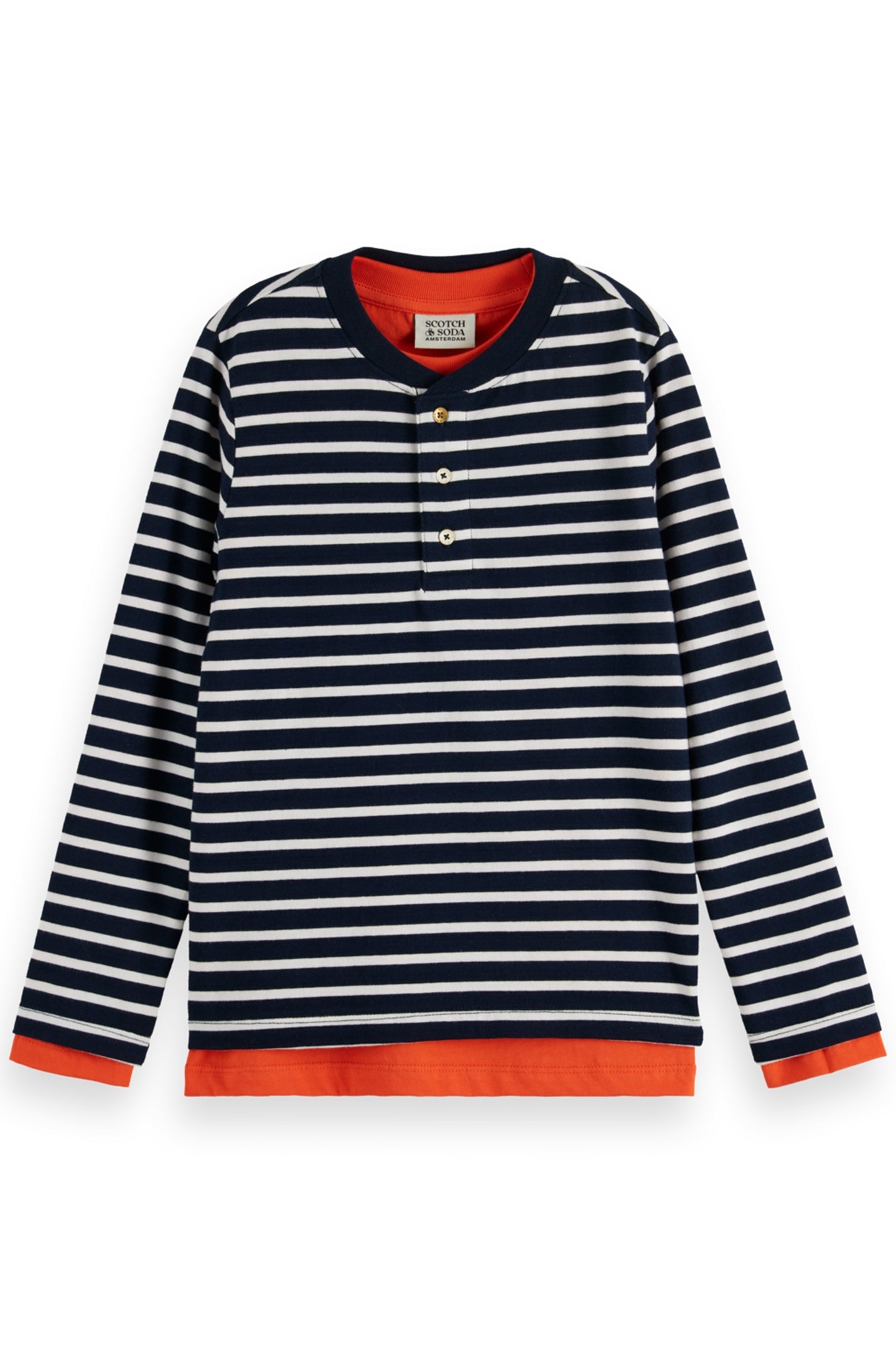 BOY DOUBLE LAYERED LONG-SLEEVED T-SHIRT NIGHT ECRU STRIPE/ST 1