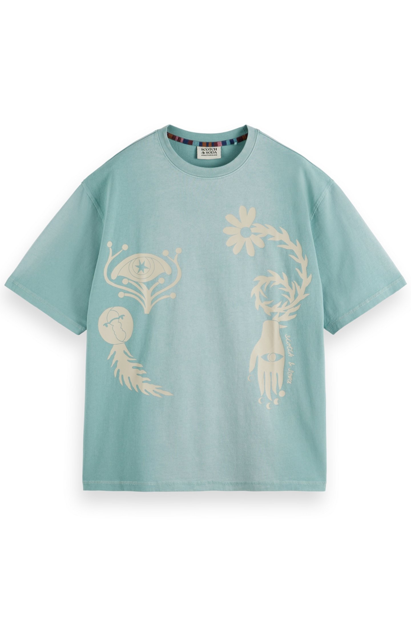 GARMENT DYED FRONT BACK ARTWORK T-SHIRT PACIFIC BLUE 1