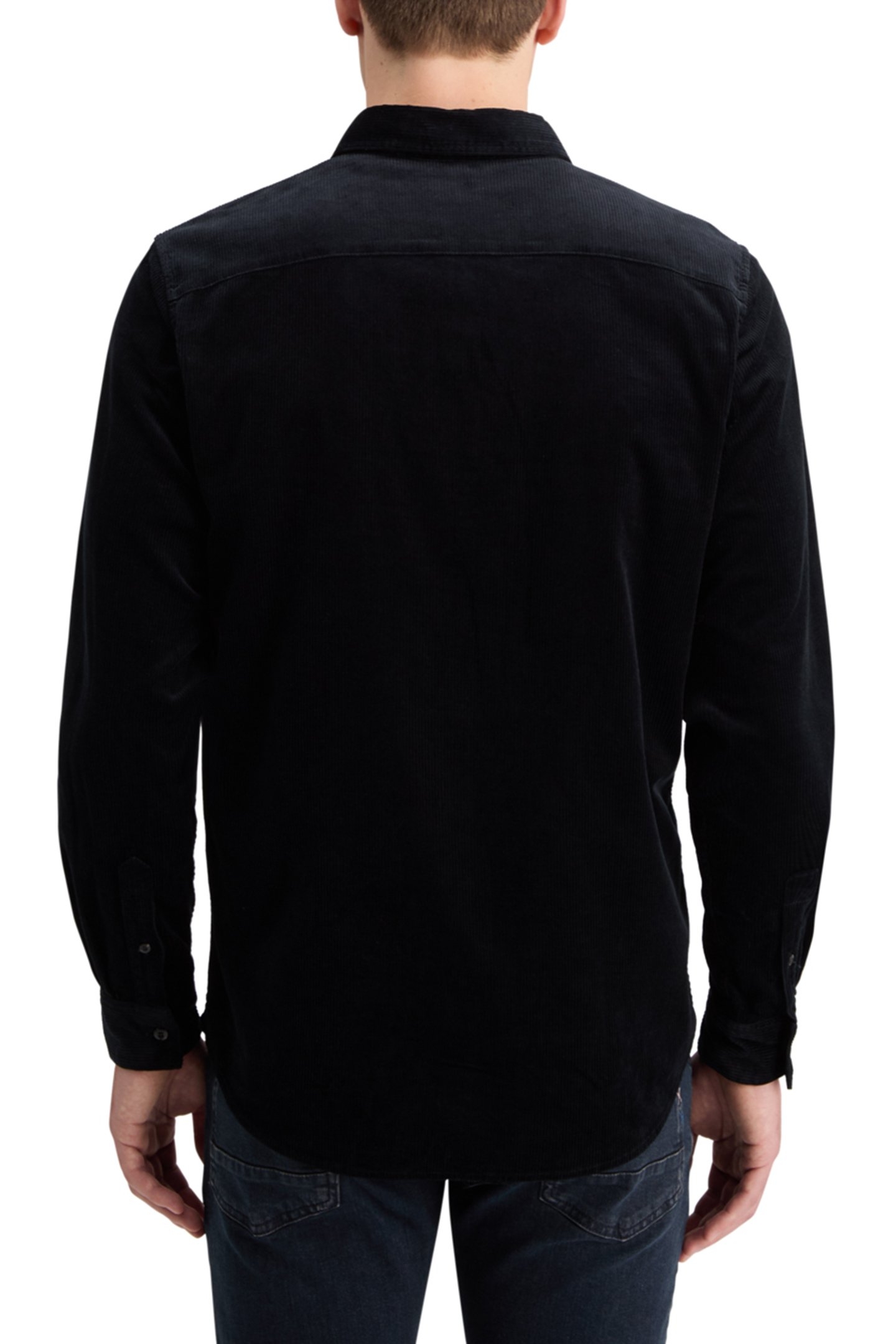 SOLID CORDUROY SHIRT BLACK 2