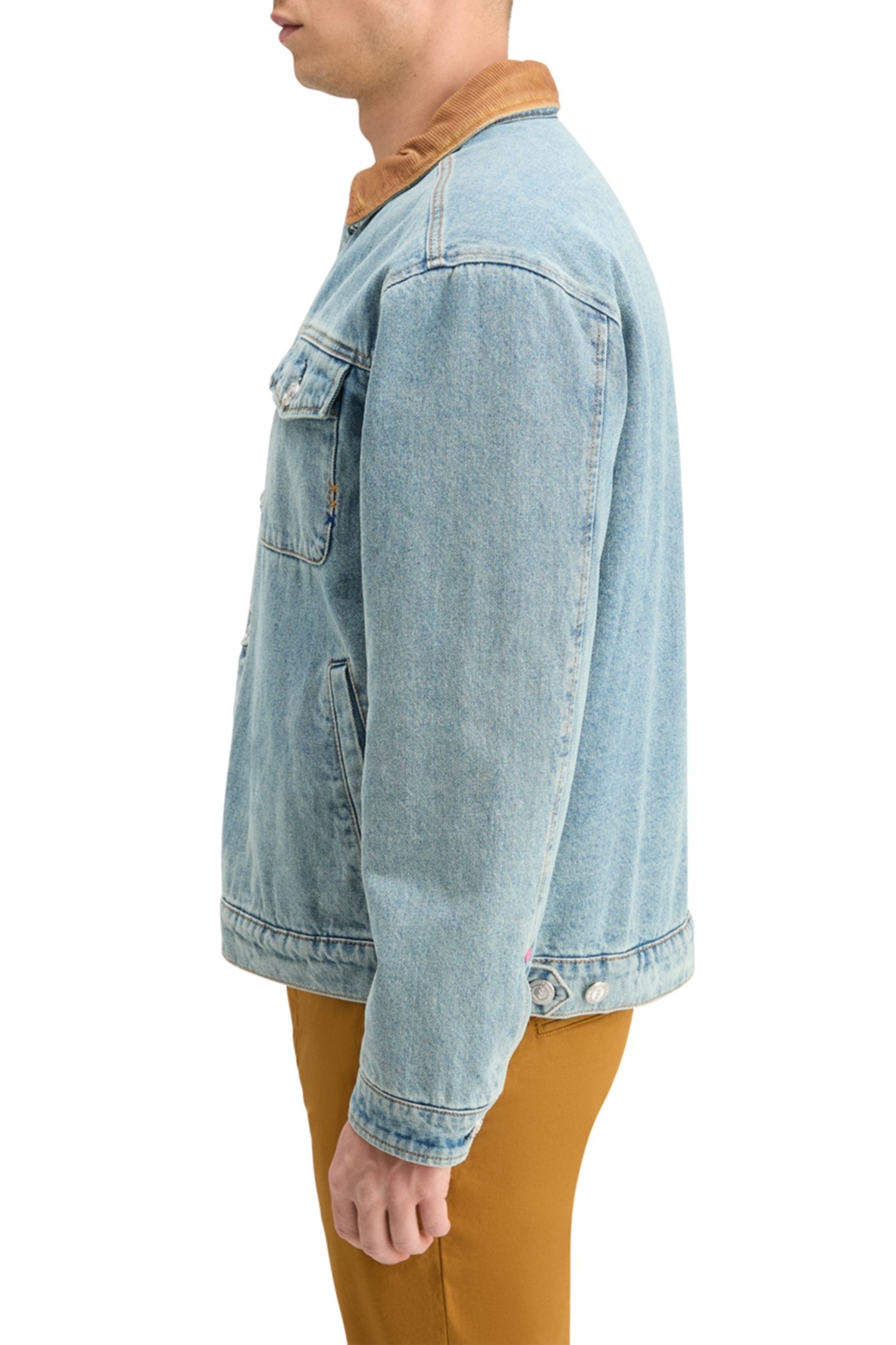 CORD COLLAR INDIGO TEDDY JACKET WASHED INDIGO 8