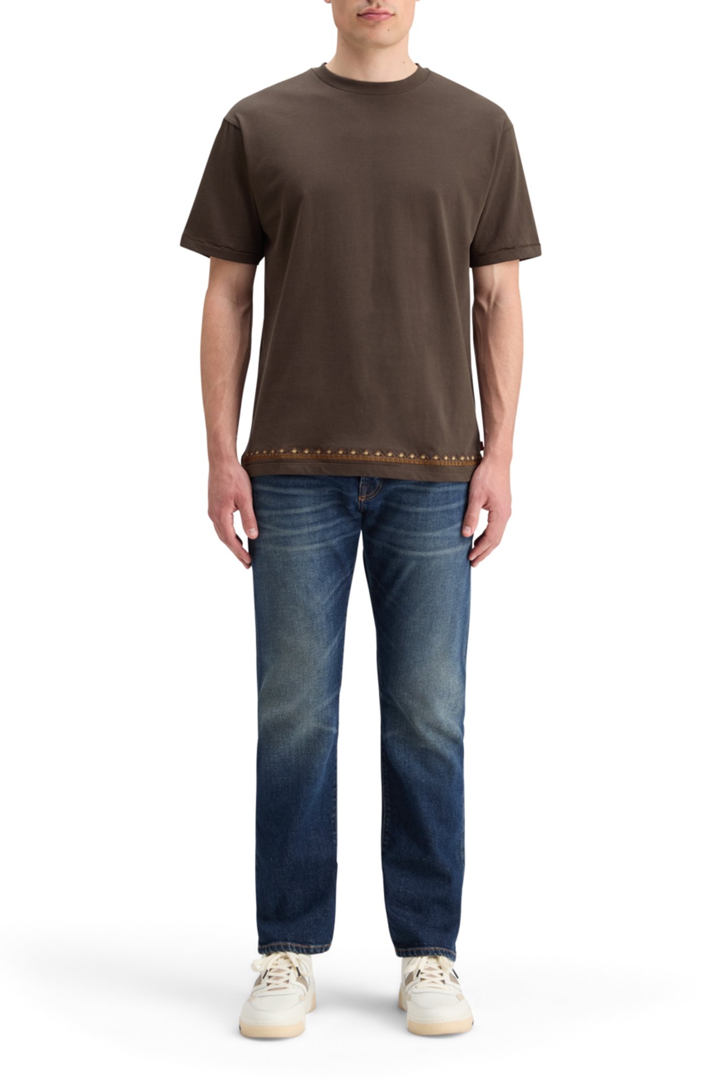 RELAXED FIT EMBROIDERY T-SHIRT COFFEE 3