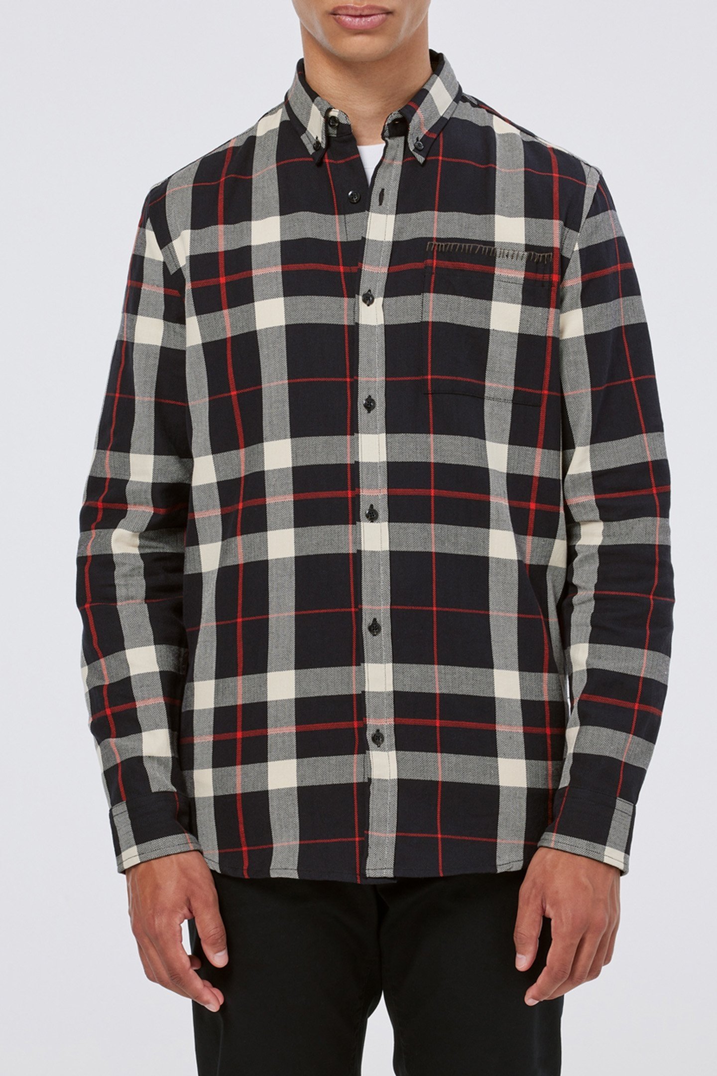 HERRINGBONE CHECK SHIRT BLACK CHECK 1