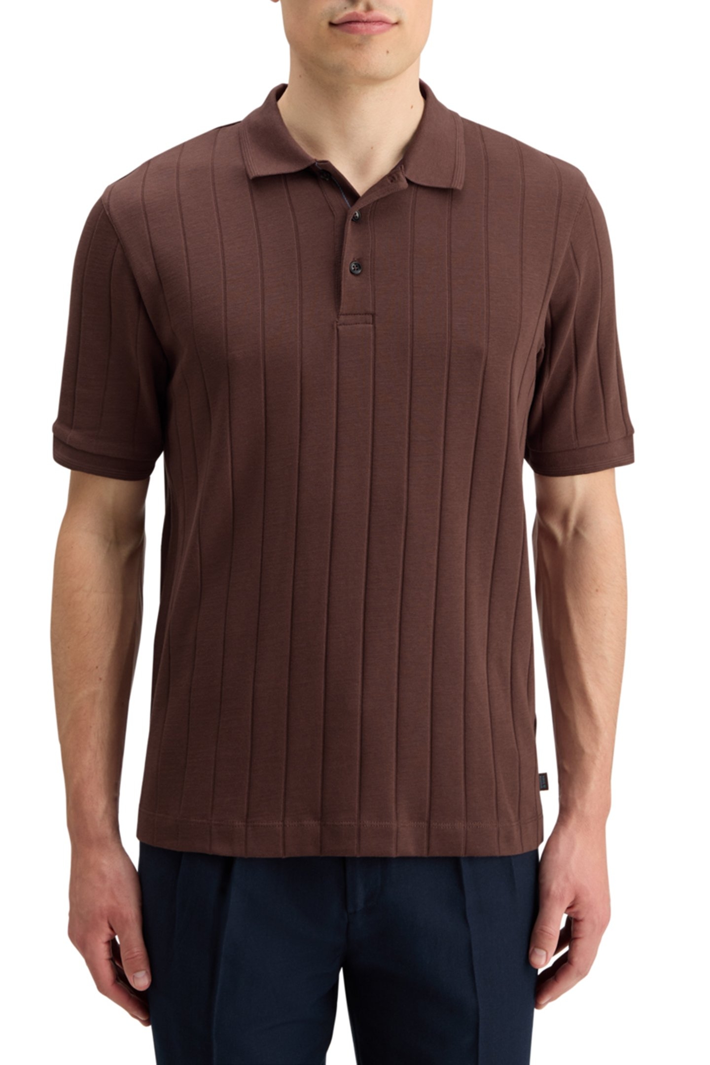 RIB KNITTED POLO RICH MAHOGANY 1