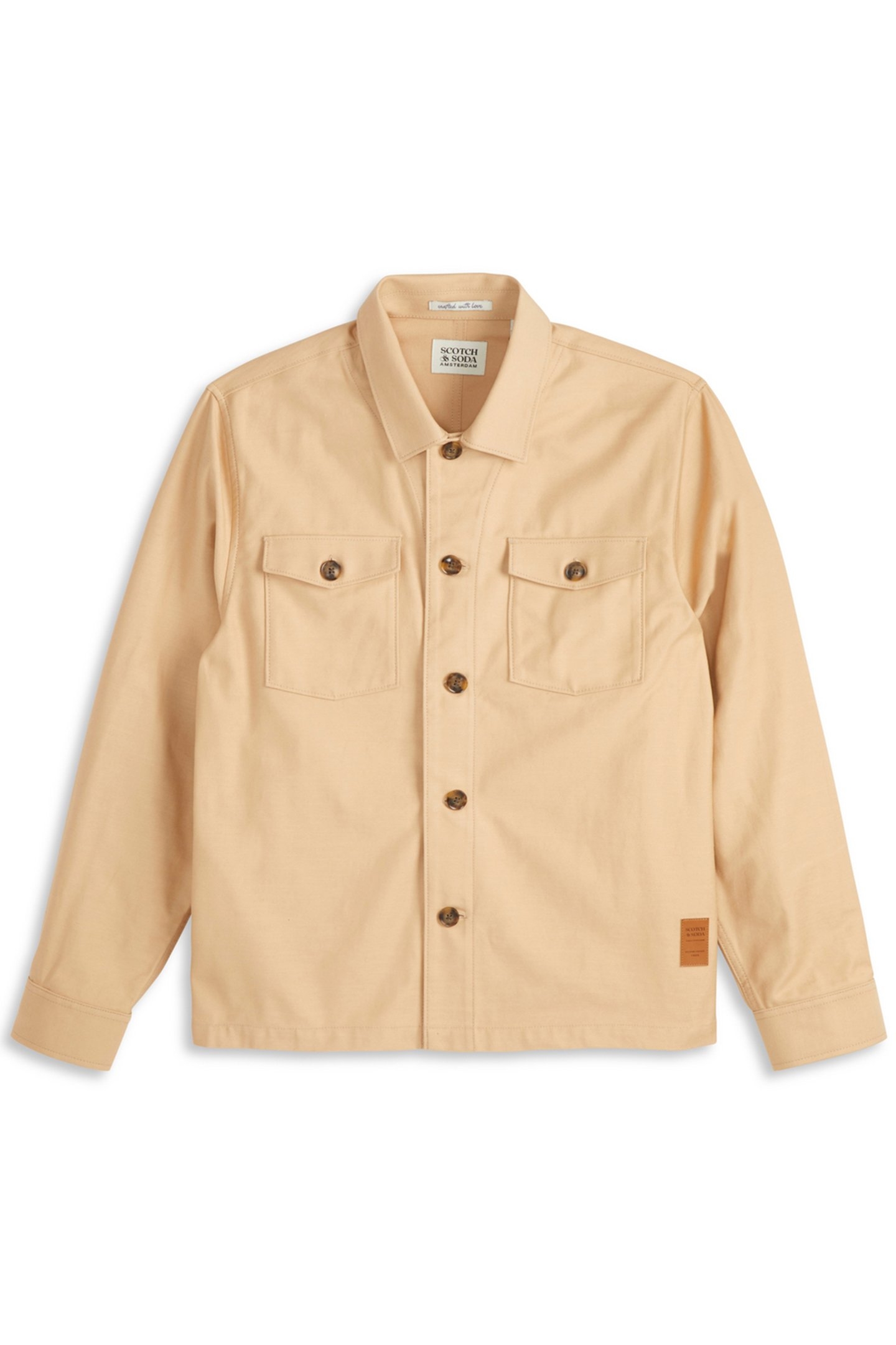 TEXTURE CANVAS SHIRT JACKET LT PASTEL BROWN 1