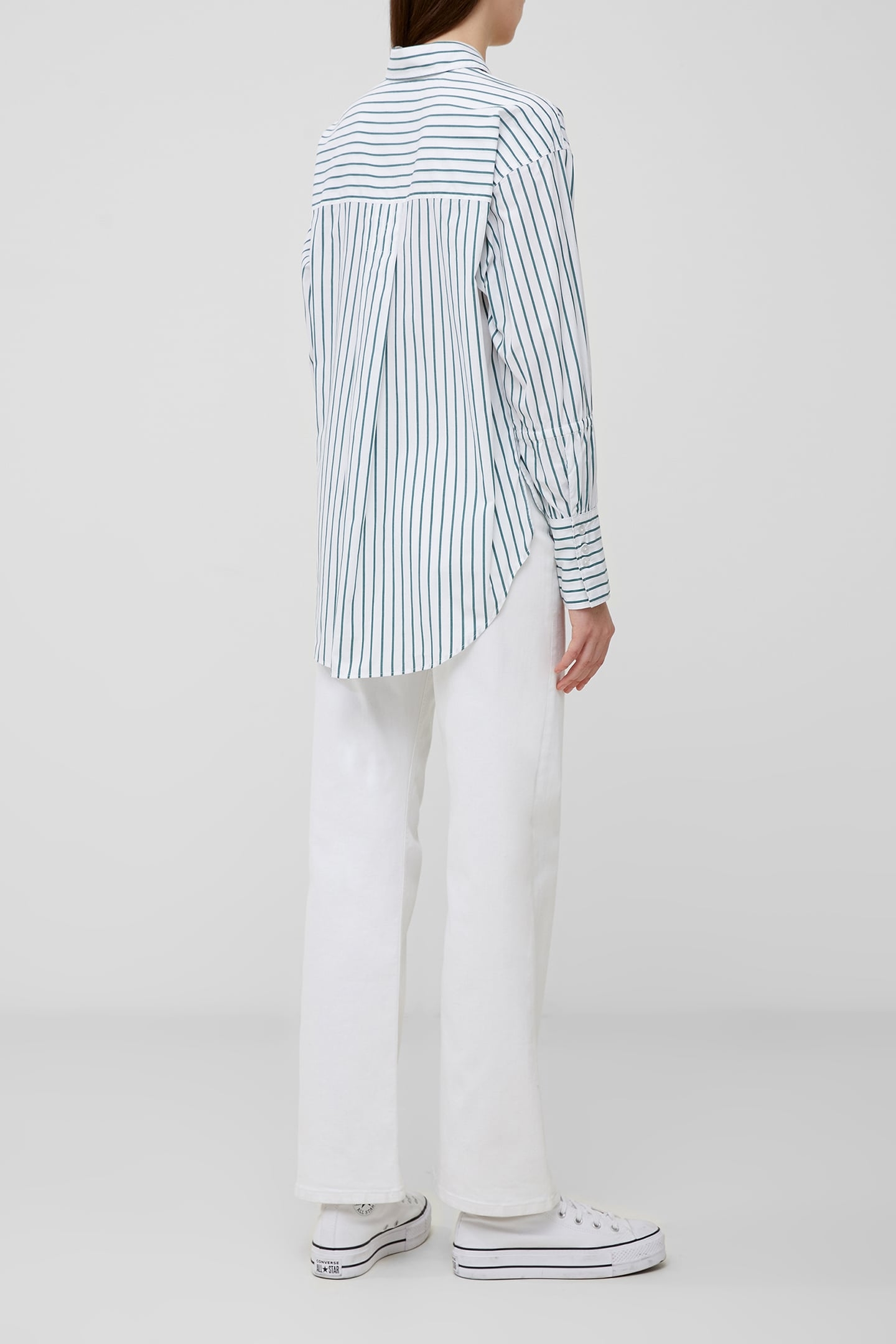 RHODES POPLIN SLV DETAIL SHIRT LINEN WHITE/FOREST G 3