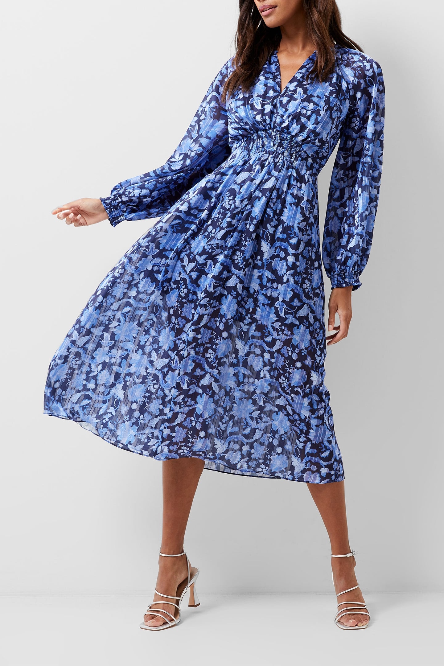 CYNTHIA FAUNA MIDI DRESS MIDNIGHT BLUE 1