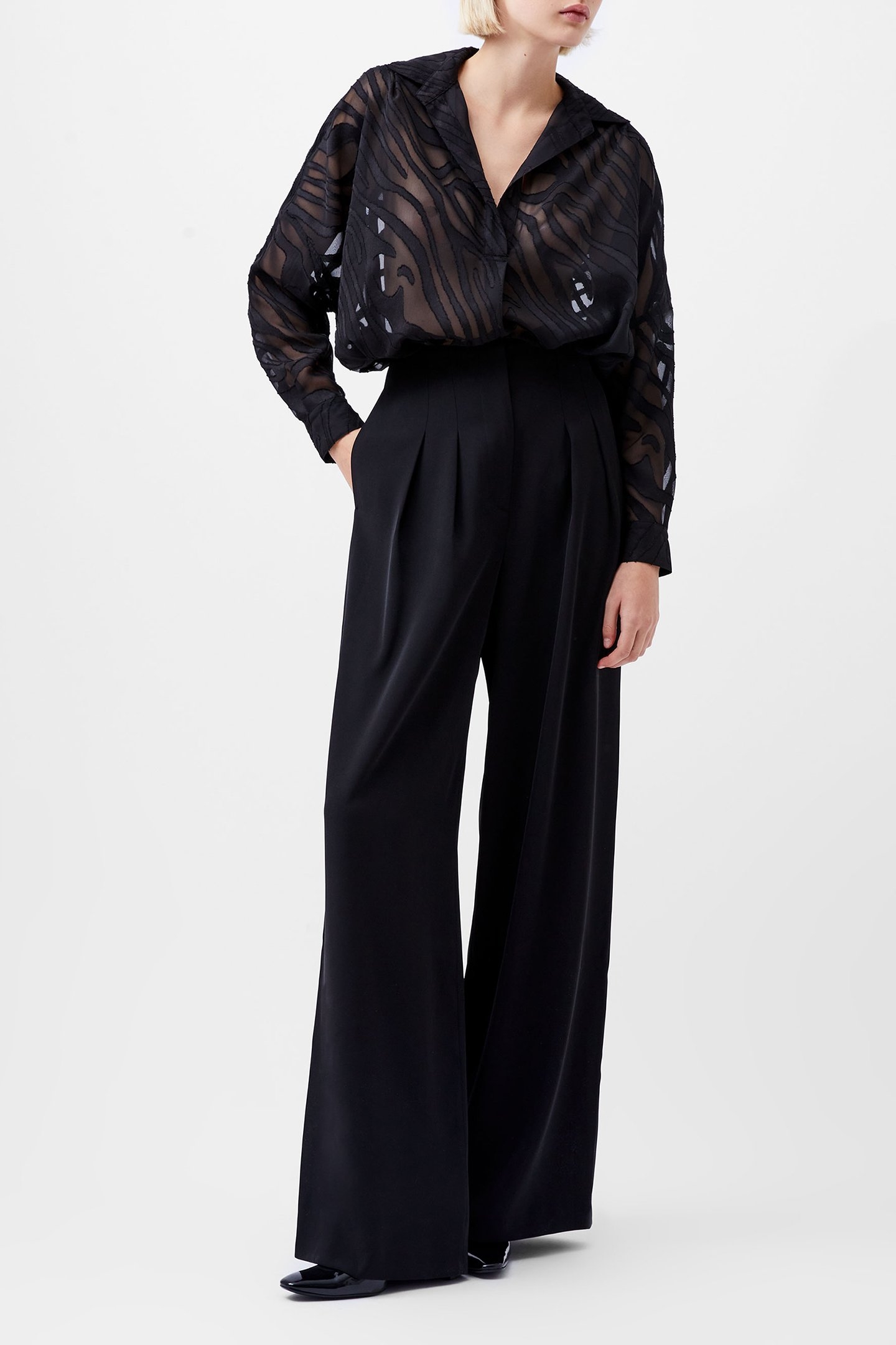 HARRIE SUITING WIDE LEG TROUSR BLACKOUT 2