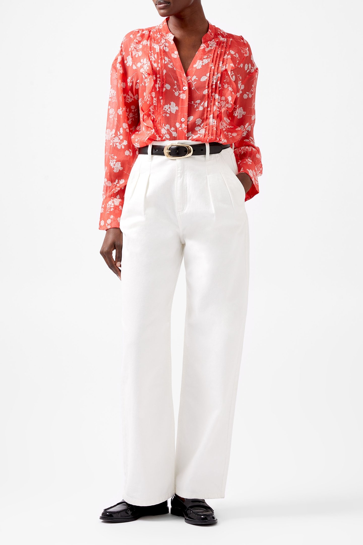 ALESSANDRA CRINKLE BLOUSE CAYENNE RED/WHITE 2