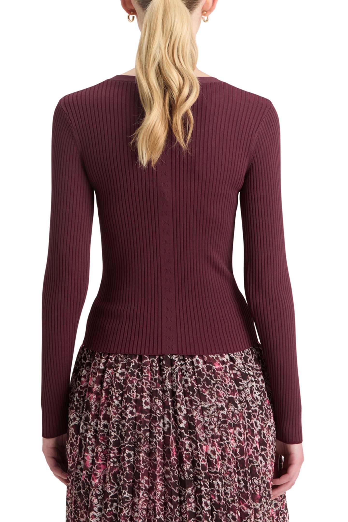 RIBBED FITTED PULLOVER BERRY 2