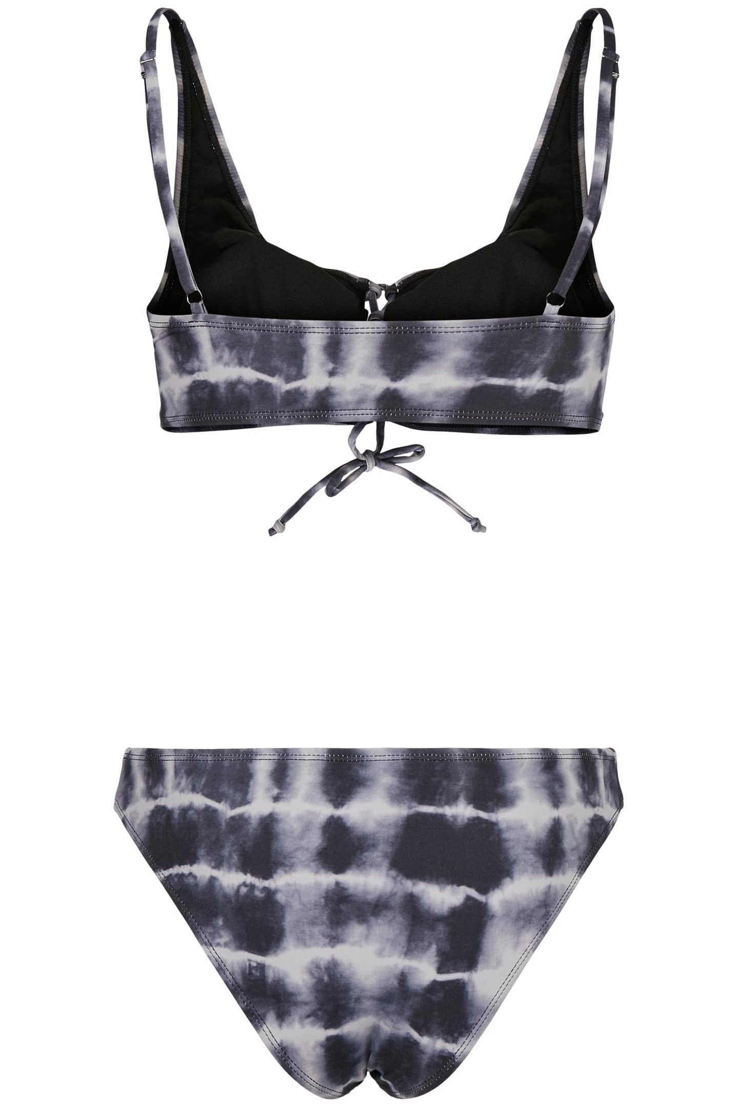 LADIES LACE UP TIE DYE BIKINI BLACK/WHITE 2